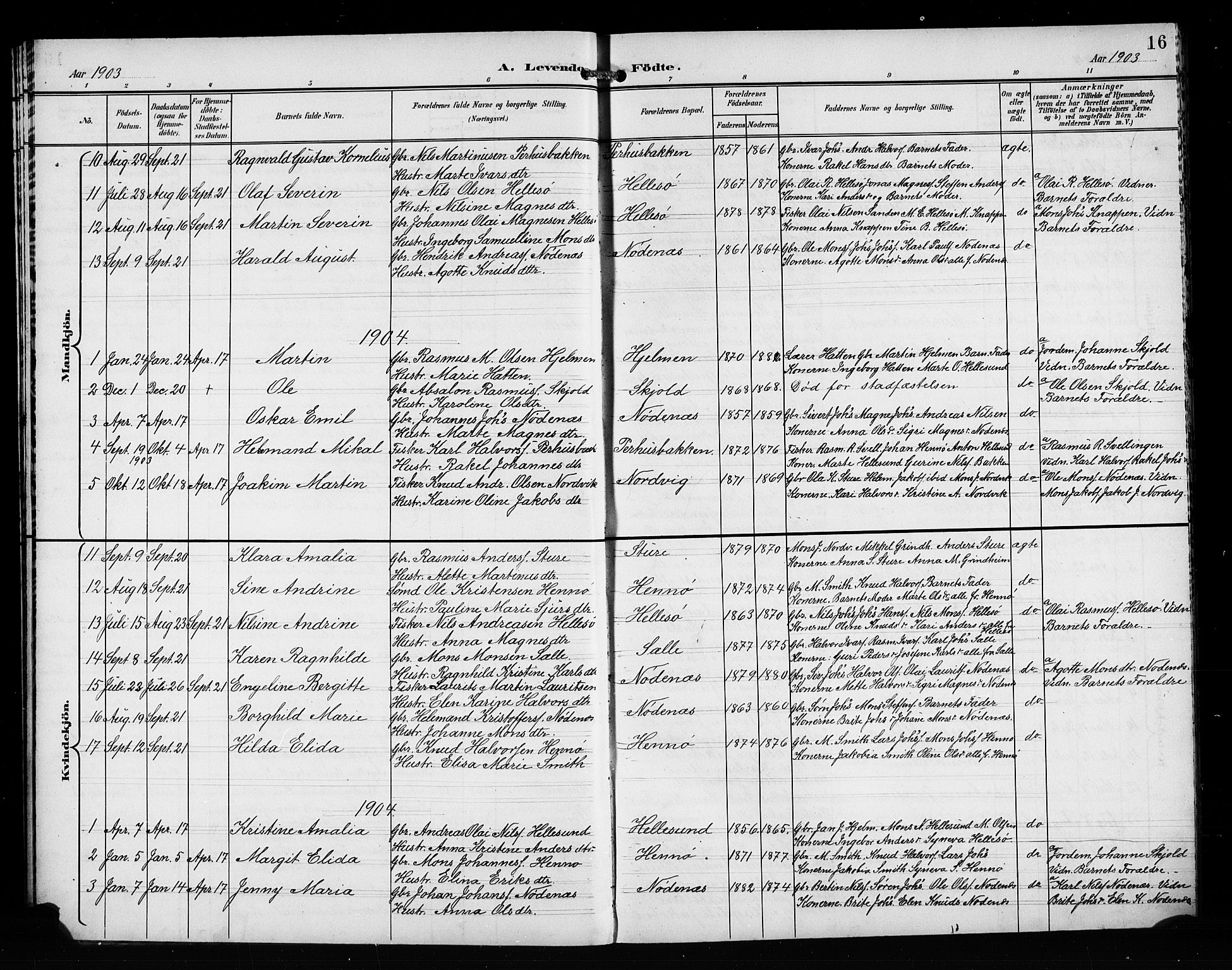 Manger sokneprestembete, SAB/A-76801/H/Hab: Parish register (copy) no. C 1, 1897-1908, p. 16