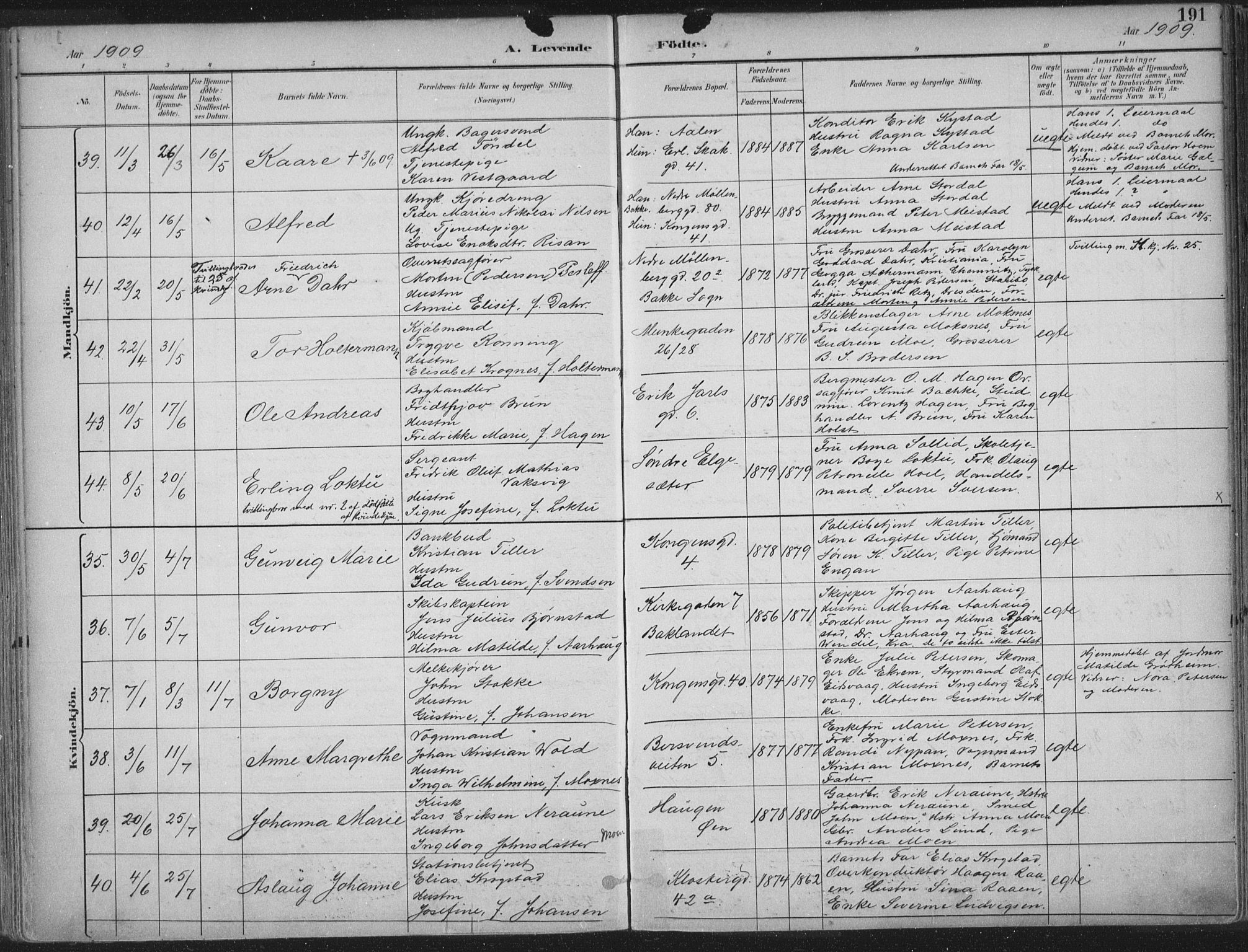 Ministerialprotokoller, klokkerbøker og fødselsregistre - Sør-Trøndelag, AV/SAT-A-1456/601/L0062: Parish register (official) no. 601A30, 1891-1911, p. 191