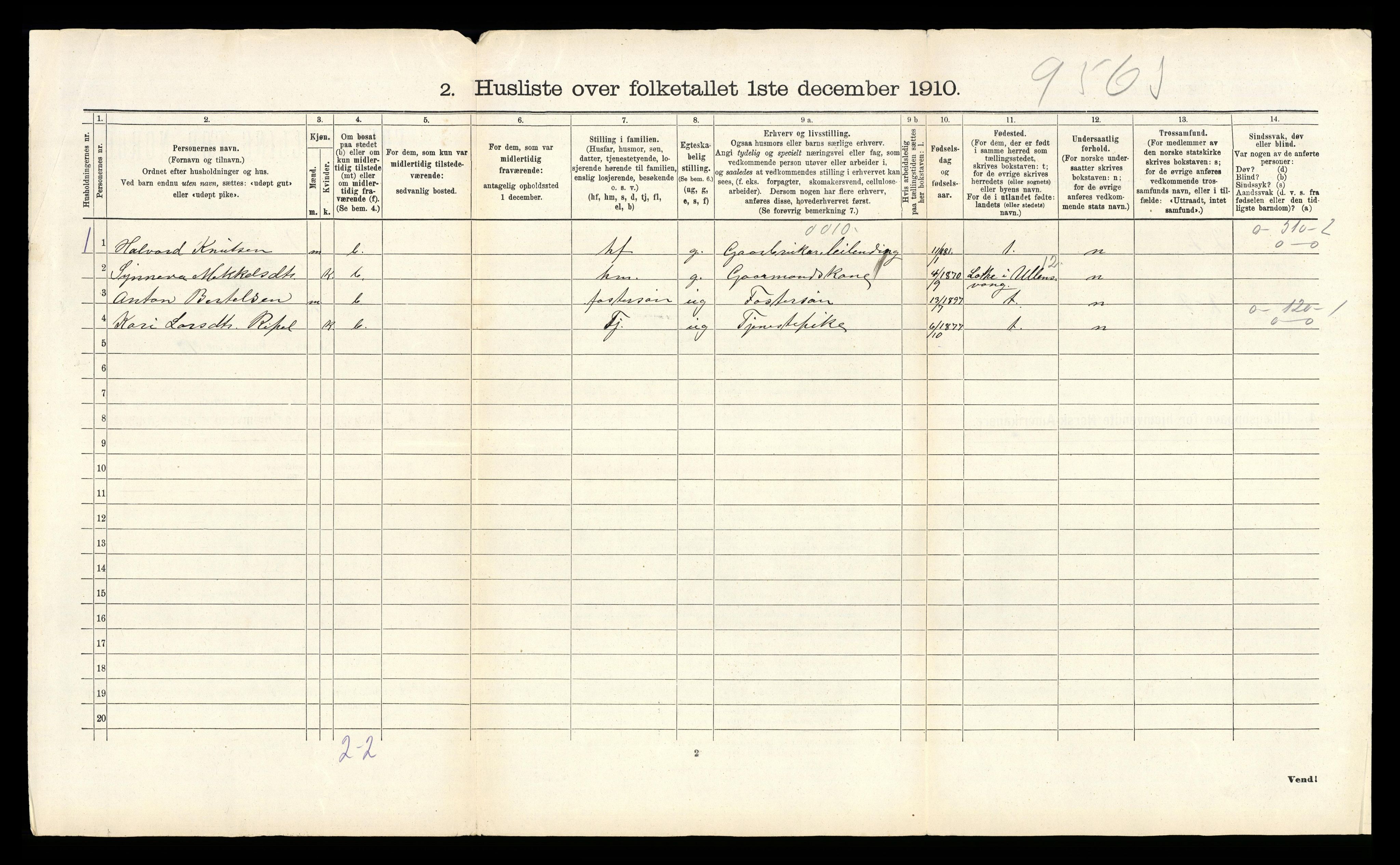 RA, 1910 census for Kvinnherad, 1910, p. 1206