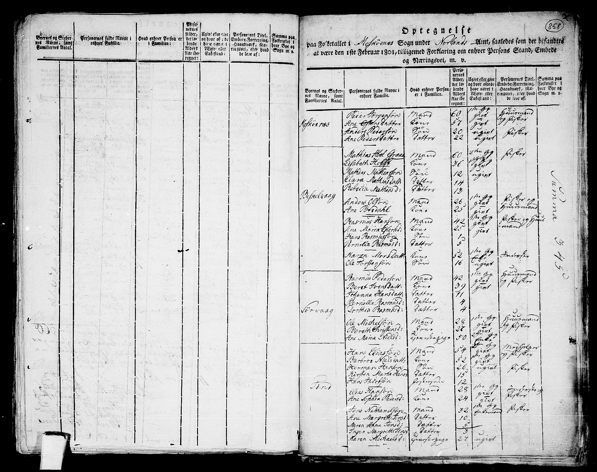 RA, 1801 census for 1859P Flakstad, 1801, p. 857b-858a