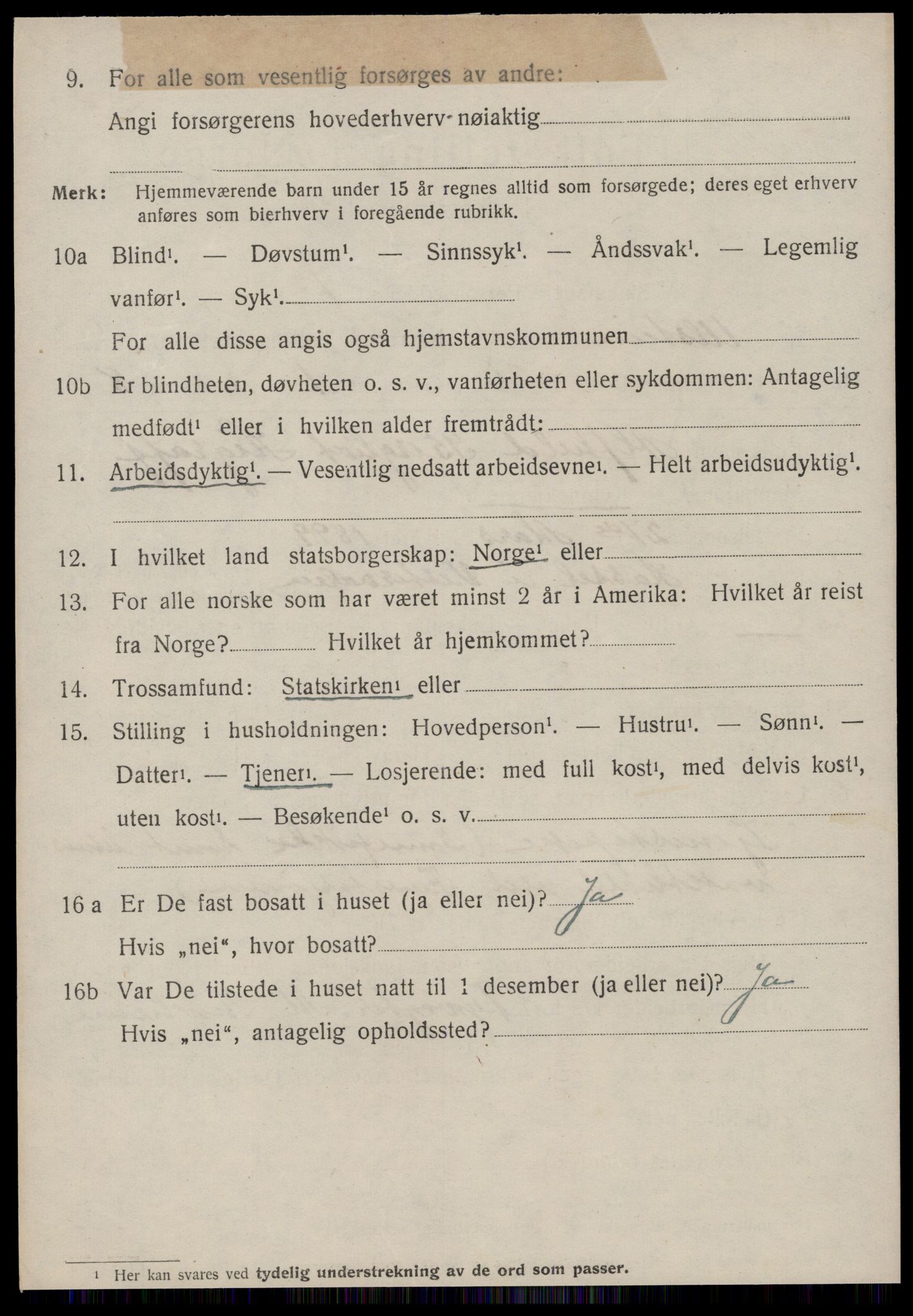 SAT, 1920 census for Ulstein, 1920, p. 1119