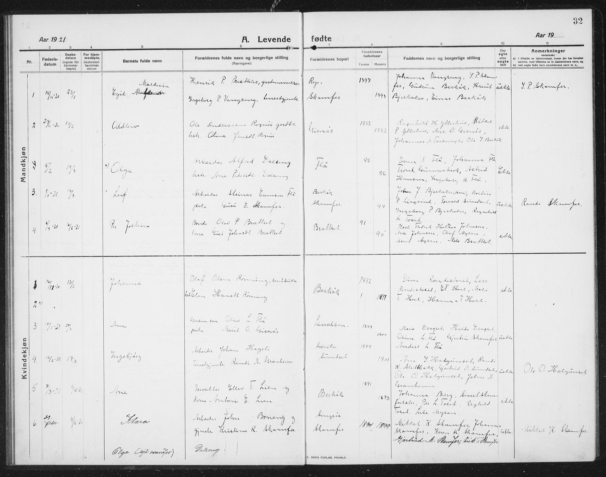 Ministerialprotokoller, klokkerbøker og fødselsregistre - Sør-Trøndelag, SAT/A-1456/675/L0888: Parish register (copy) no. 675C01, 1913-1935, p. 32