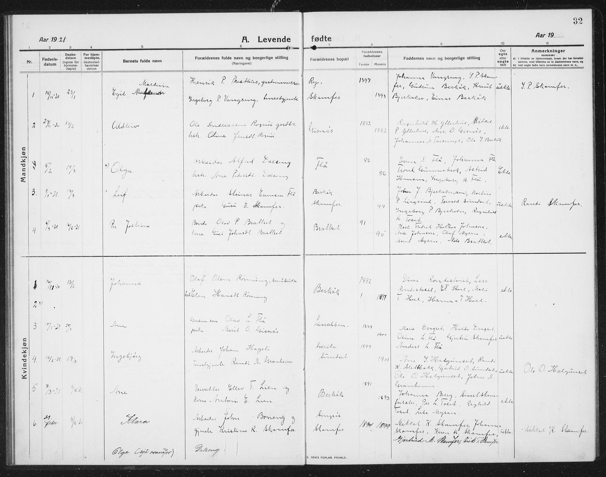 Ministerialprotokoller, klokkerbøker og fødselsregistre - Sør-Trøndelag, AV/SAT-A-1456/675/L0888: Parish register (copy) no. 675C01, 1913-1935, p. 32