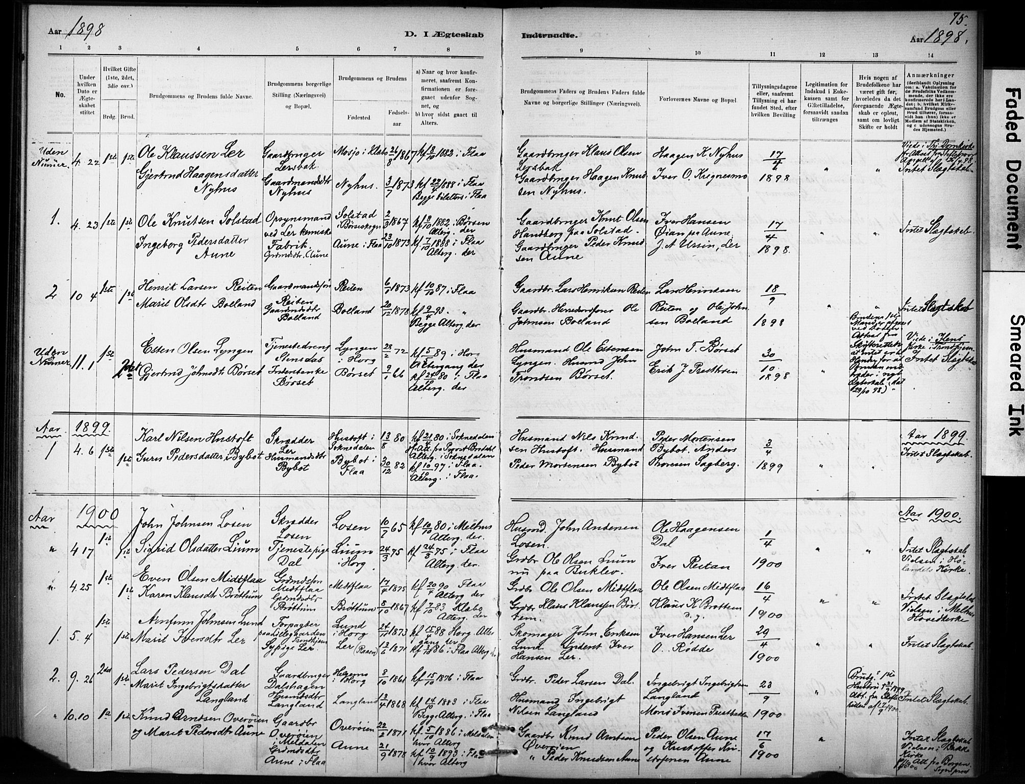 Ministerialprotokoller, klokkerbøker og fødselsregistre - Sør-Trøndelag, SAT/A-1456/693/L1119: Parish register (official) no. 693A01, 1887-1905, p. 75