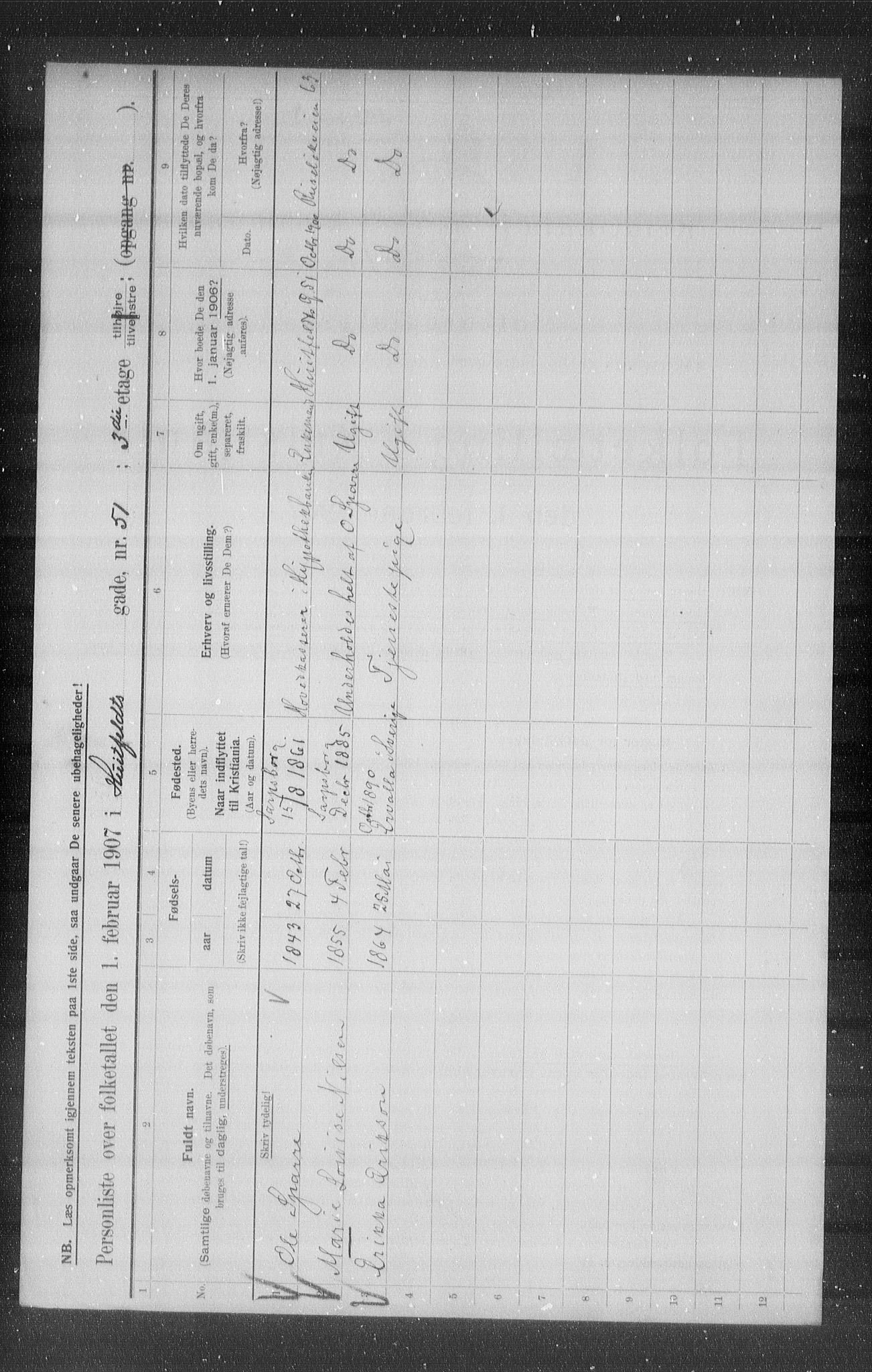 OBA, Municipal Census 1907 for Kristiania, 1907, p. 21665