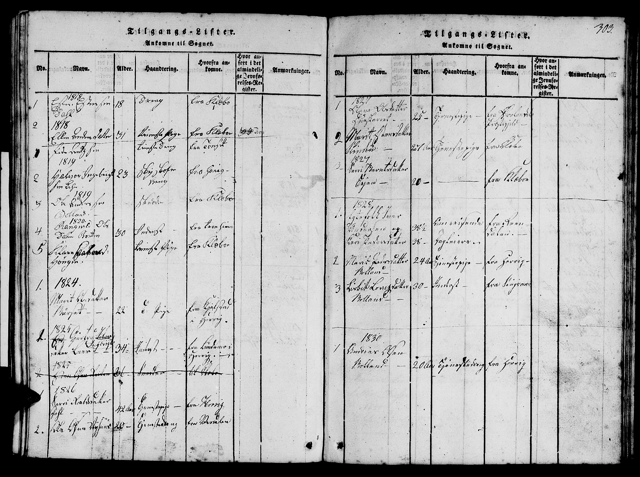 Ministerialprotokoller, klokkerbøker og fødselsregistre - Sør-Trøndelag, SAT/A-1456/693/L1121: Parish register (copy) no. 693C02, 1816-1869, p. 303
