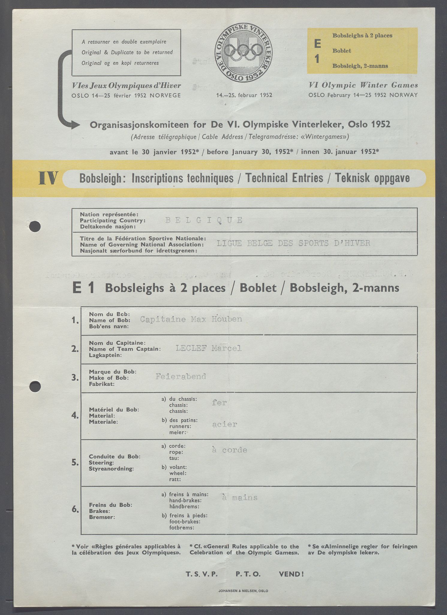 Organisasjonskomiteen for de VI. olympiske vinterleker, OBA/A-20130/H/Ha, 1951-1952, p. 1388