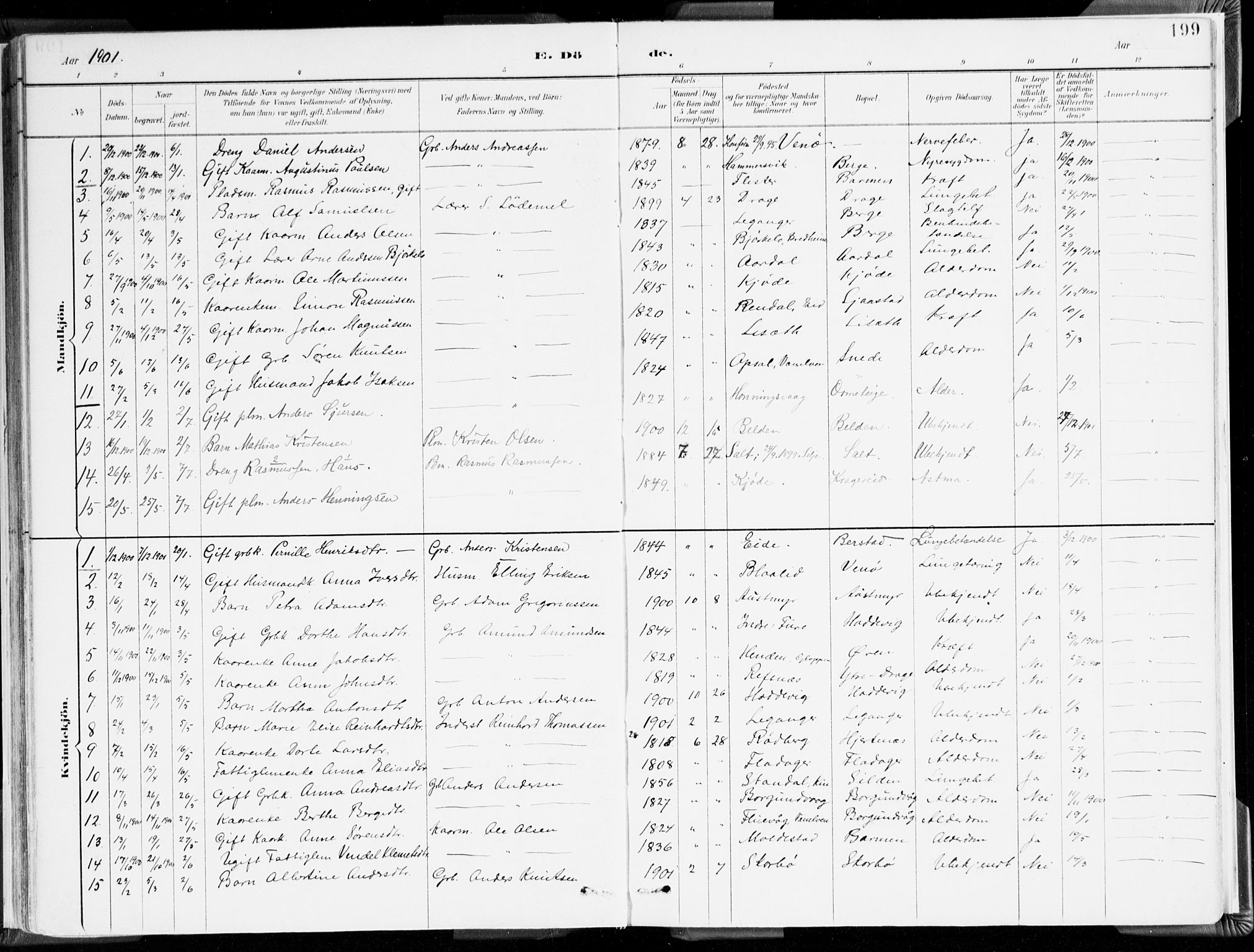 Selje sokneprestembete, SAB/A-99938/H/Ha/Haa/Haab: Parish register (official) no. B 2, 1891-1907, p. 199
