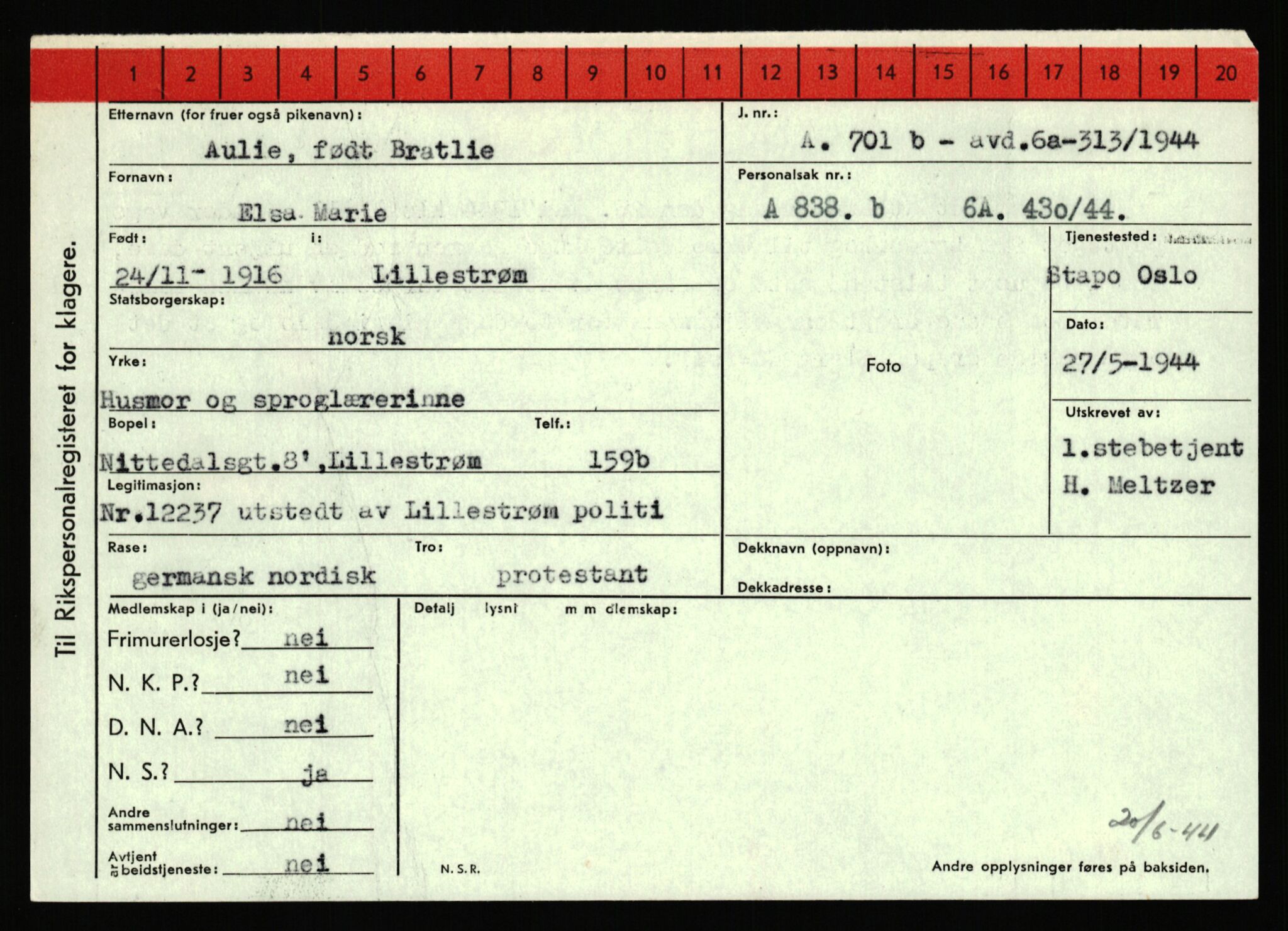 Statspolitiet - Hovedkontoret / Osloavdelingen, AV/RA-S-1329/C/Ca/L0002: Arneberg - Brand, 1943-1945, p. 644