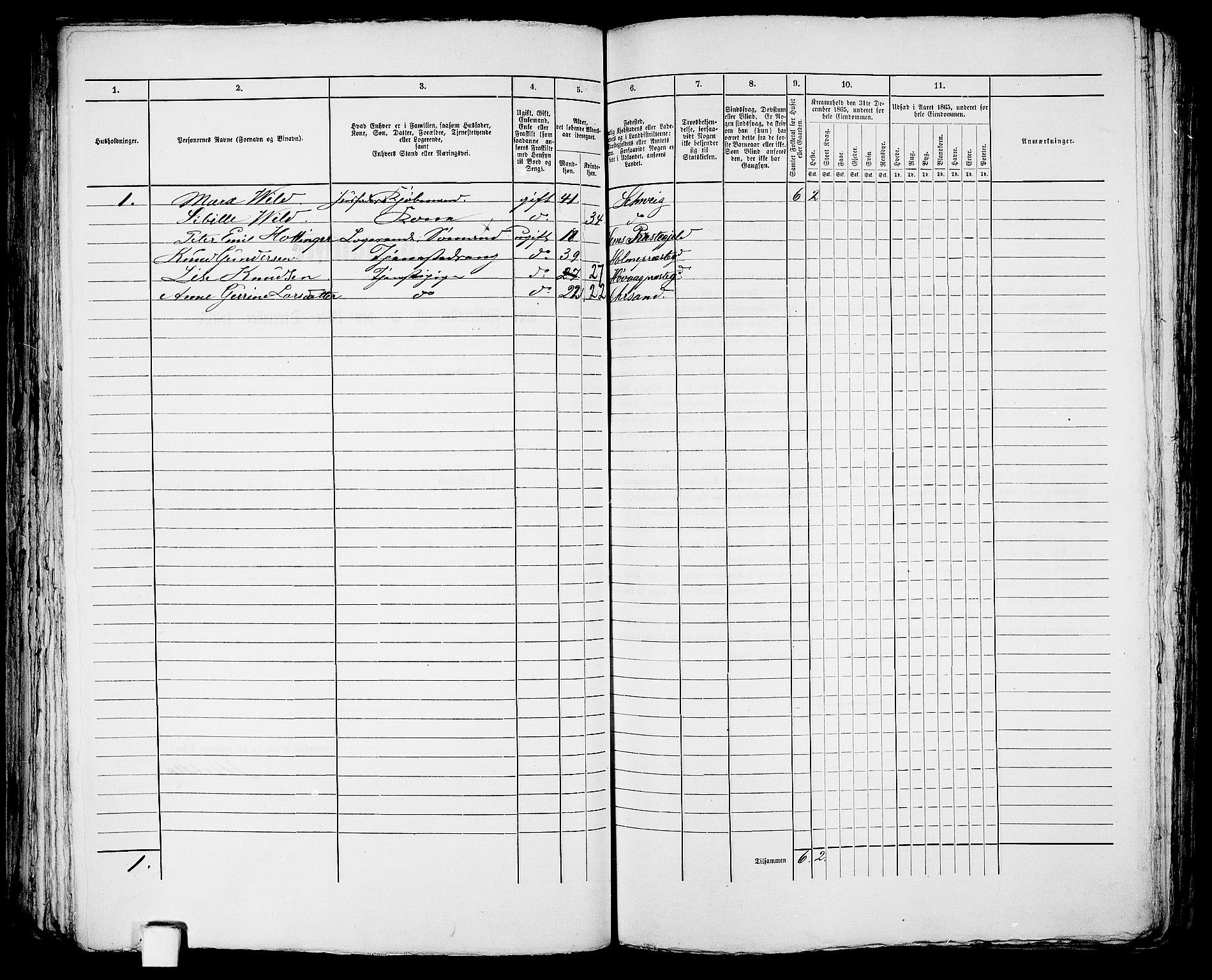 RA, 1865 census for Kristiansand, 1865, p. 1723