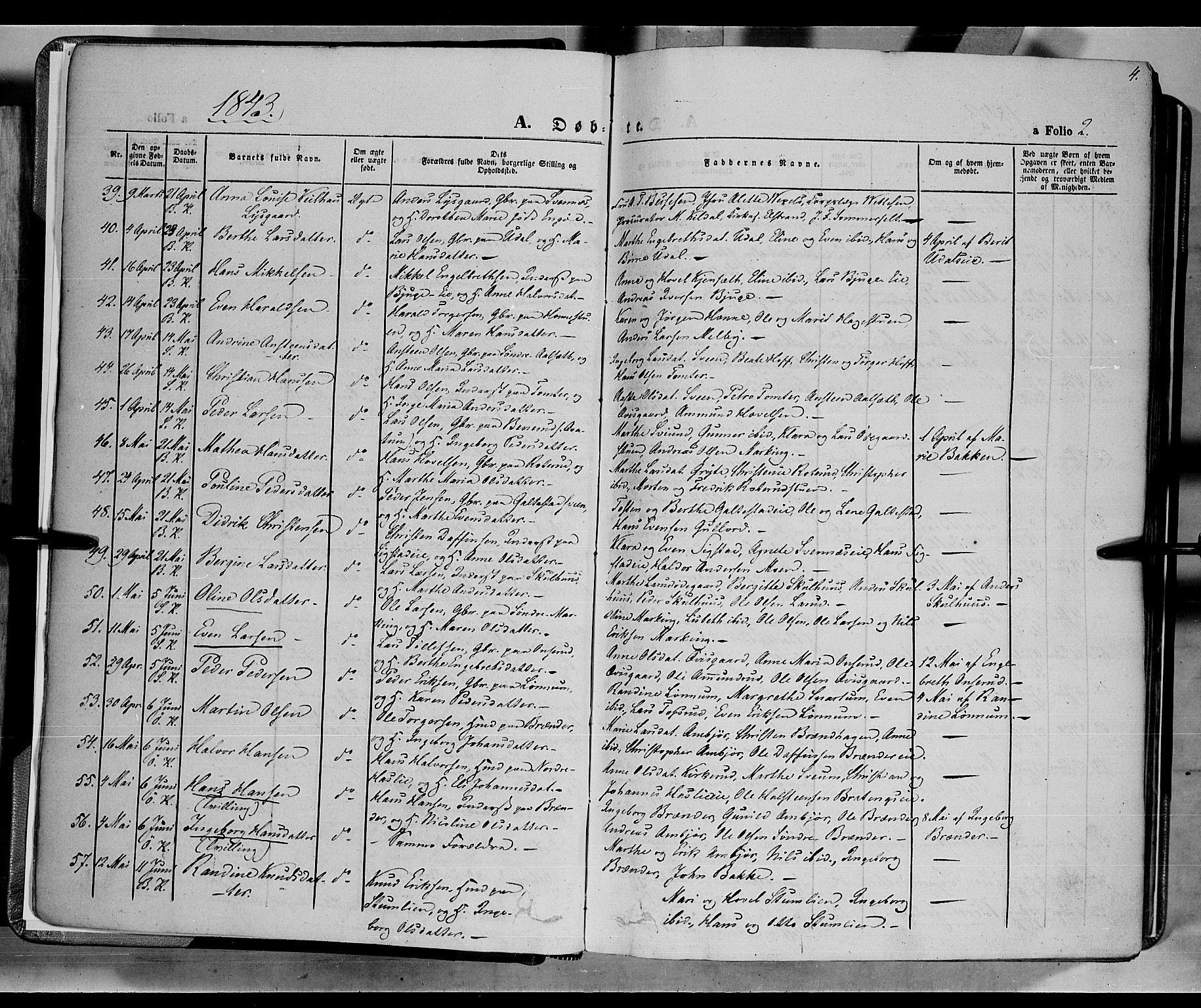 Biri prestekontor, AV/SAH-PREST-096/H/Ha/Haa/L0005: Parish register (official) no. 5, 1843-1854, p. 4