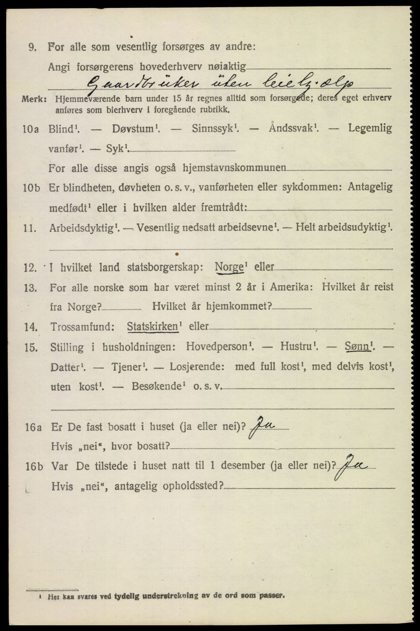 SAH, 1920 census for Fåberg, 1920, p. 10047