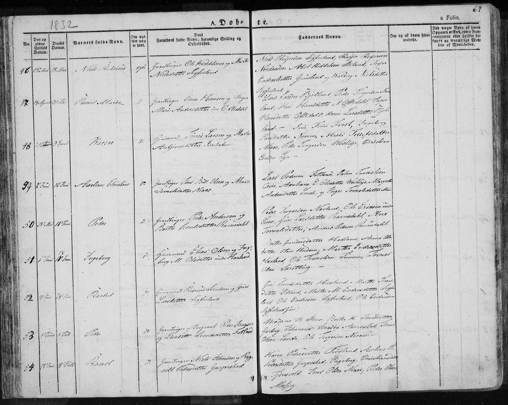 Lye sokneprestkontor, AV/SAST-A-101794/001/30BA/L0004: Parish register (official) no. A 4, 1826-1841, p. 64