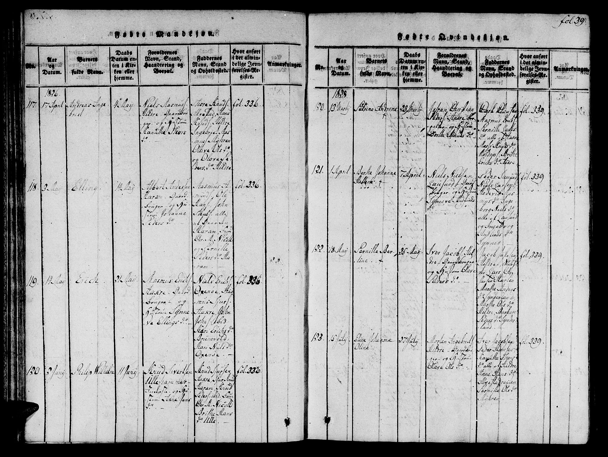 Ministerialprotokoller, klokkerbøker og fødselsregistre - Møre og Romsdal, SAT/A-1454/536/L0495: Parish register (official) no. 536A04, 1818-1847, p. 39
