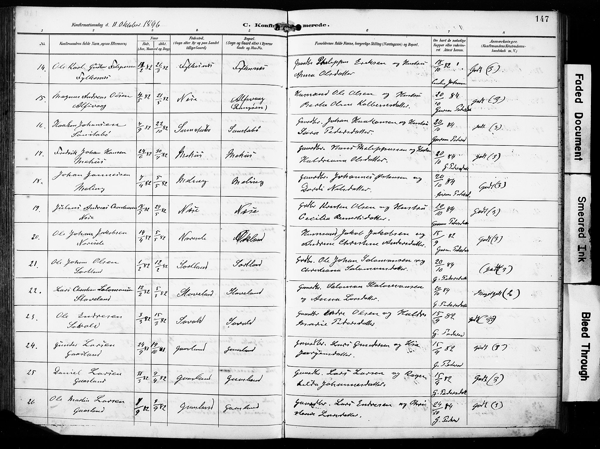 Finnås sokneprestembete, AV/SAB-A-99925/H/Ha/Haa/Haac/L0002: Parish register (official) no. C 2, 1895-1904, p. 147