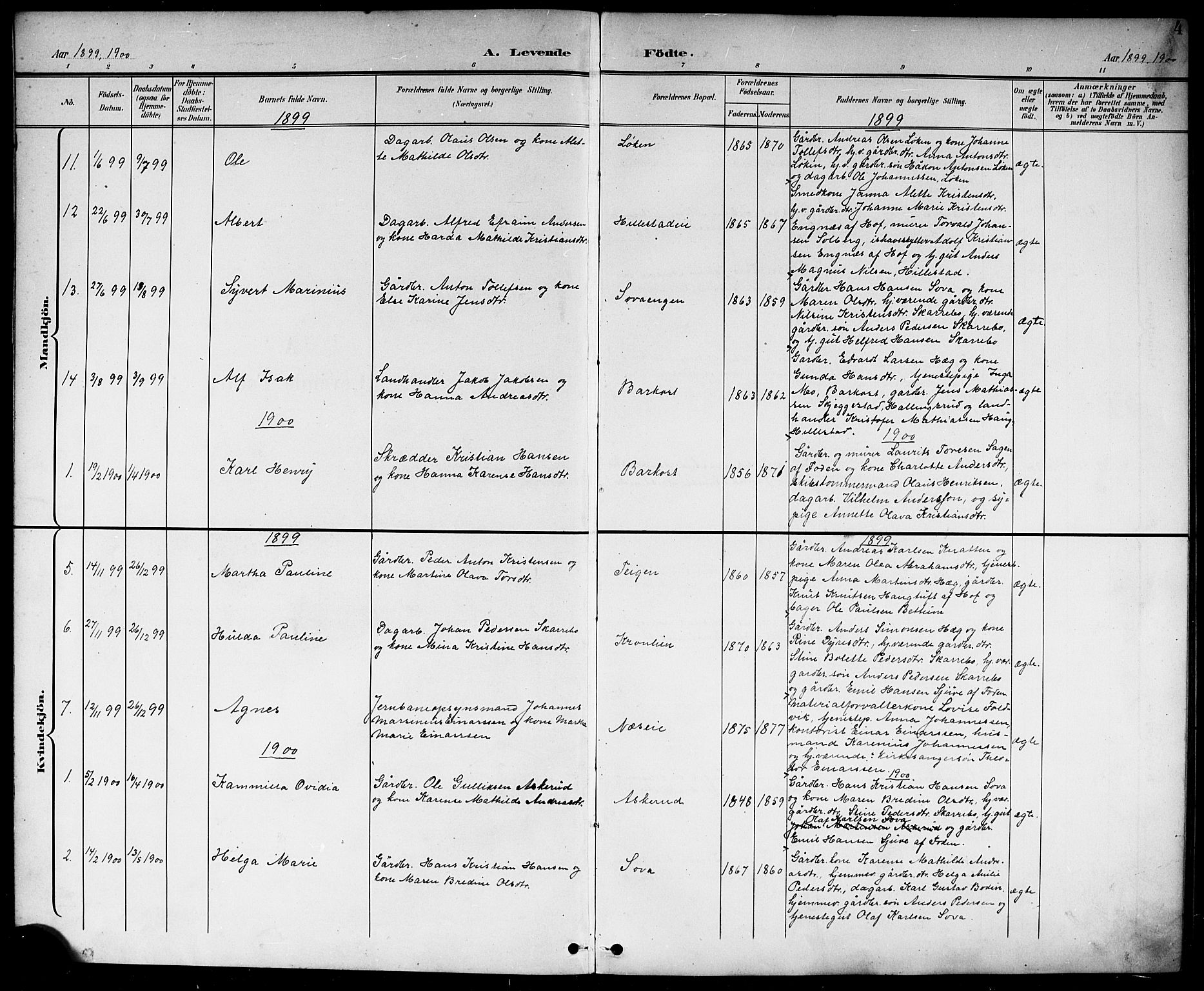 Botne kirkebøker, AV/SAKO-A-340/G/Gb/L0004: Parish register (copy) no. II 3, 1899-1917, p. 4