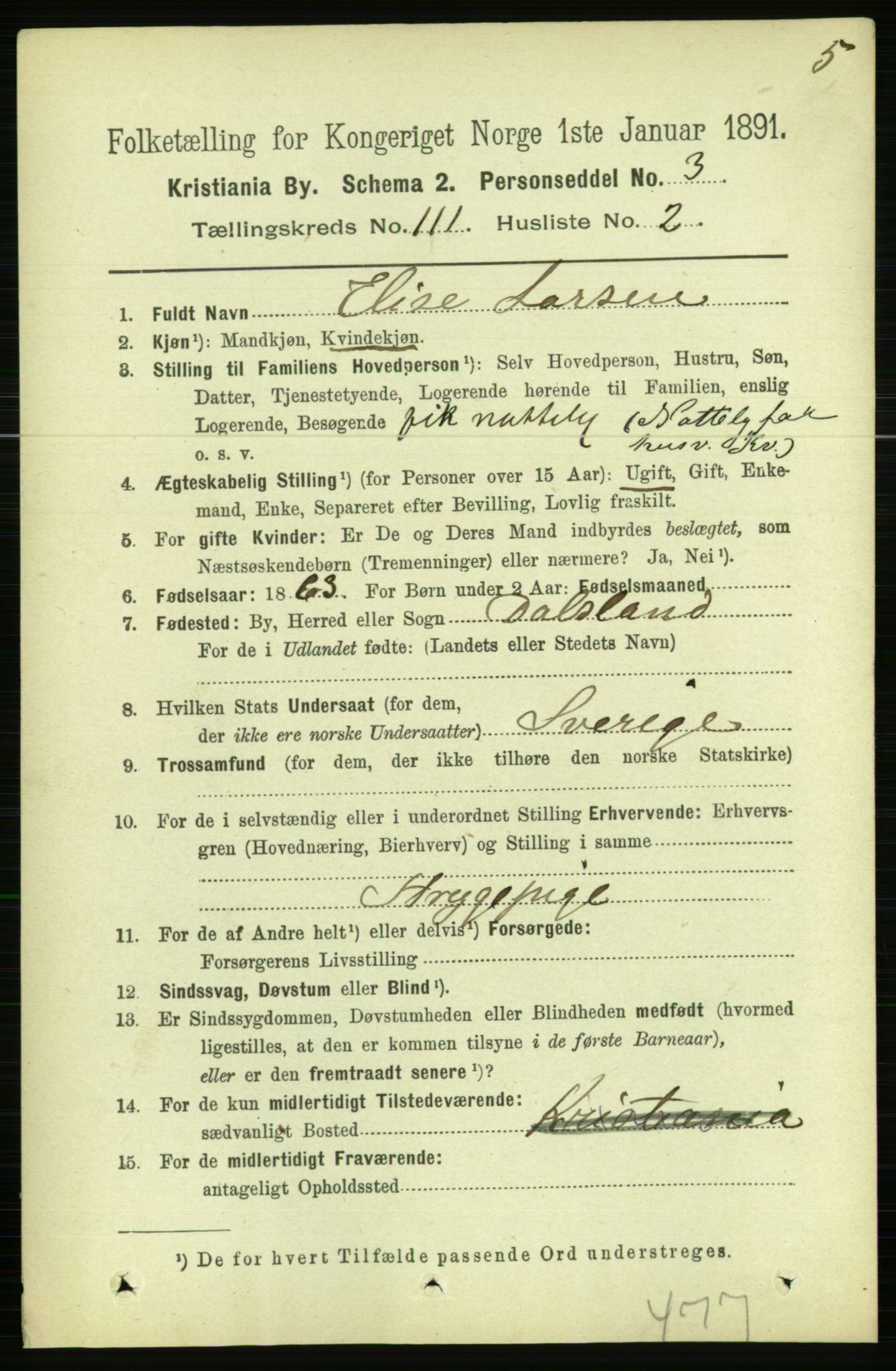 RA, 1891 census for 0301 Kristiania, 1891, p. 57927