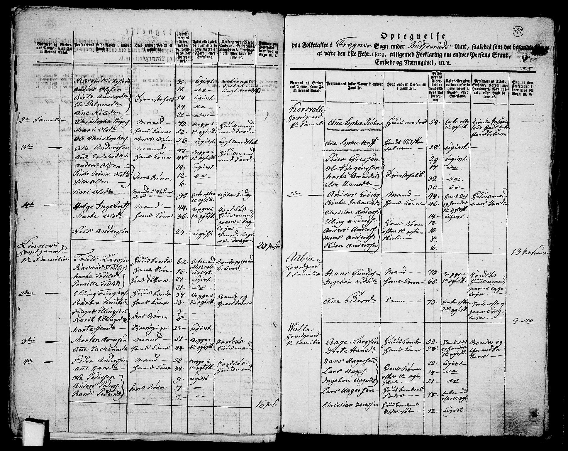 RA, 1801 census for 0626P Lier, 1801, p. 496b-497a