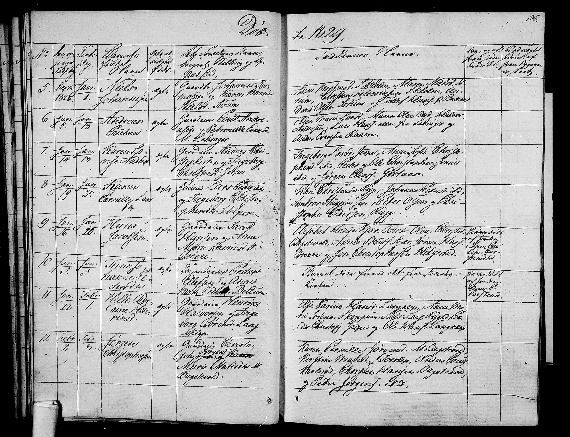 Våle kirkebøker, AV/SAKO-A-334/F/Fa/L0008: Parish register (official) no. I 8, 1824-1844, p. 36