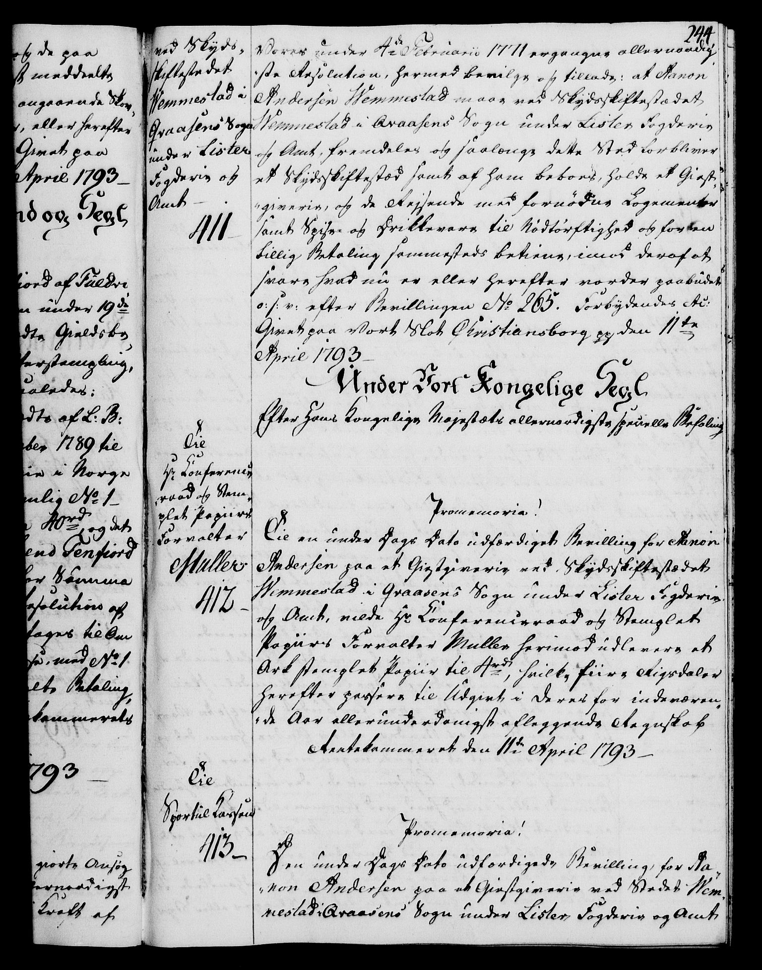 Rentekammeret, Kammerkanselliet, AV/RA-EA-3111/G/Gg/Gga/L0015: Norsk ekspedisjonsprotokoll med register (merket RK 53.15), 1790-1791, p. 244