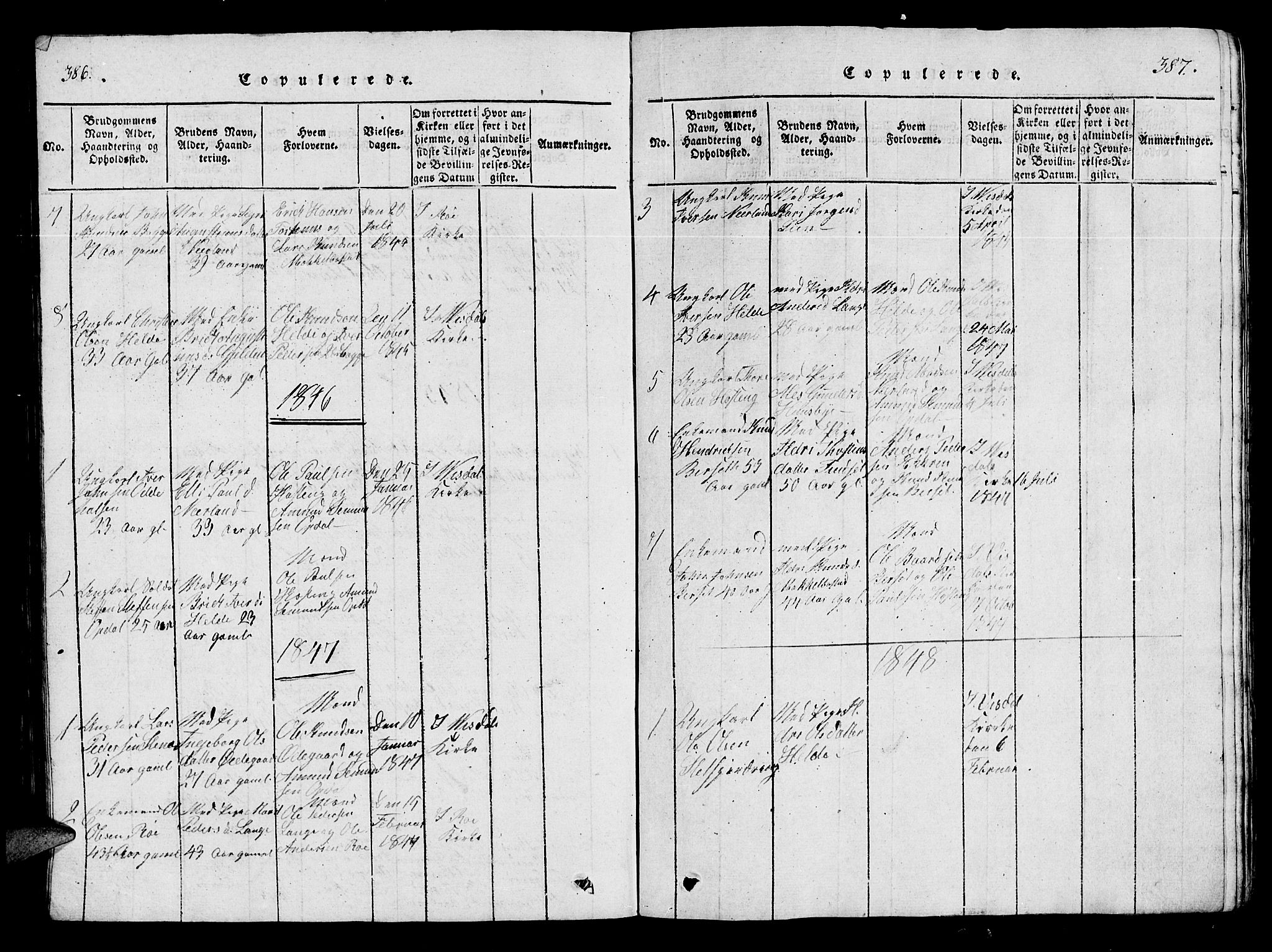 Ministerialprotokoller, klokkerbøker og fødselsregistre - Møre og Romsdal, SAT/A-1454/554/L0644: Parish register (copy) no. 554C01, 1818-1851, p. 386-387