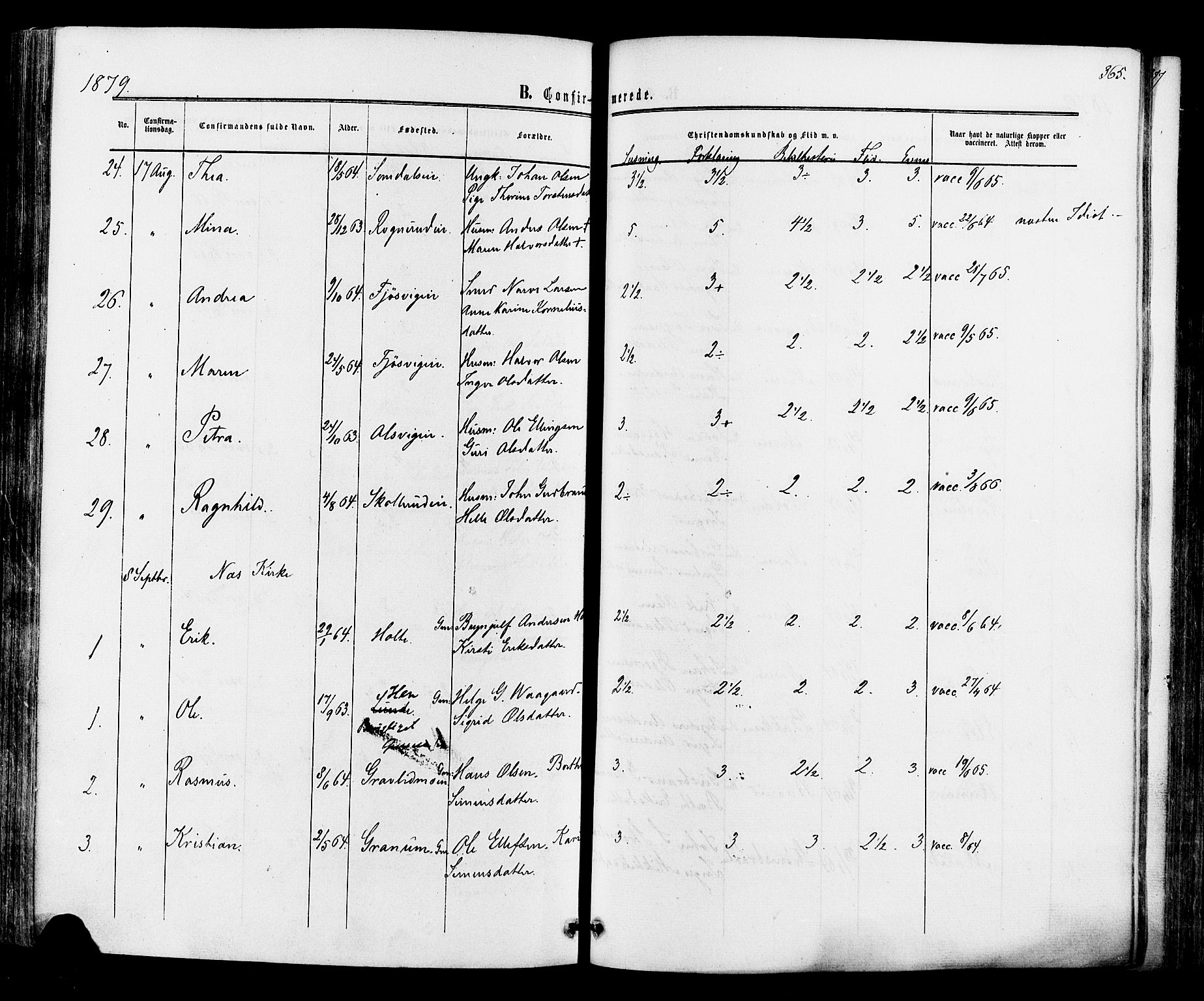 Ådal kirkebøker, AV/SAKO-A-248/F/Fa/L0001: Parish register (official) no. I 1, 1857-1883, p. 365