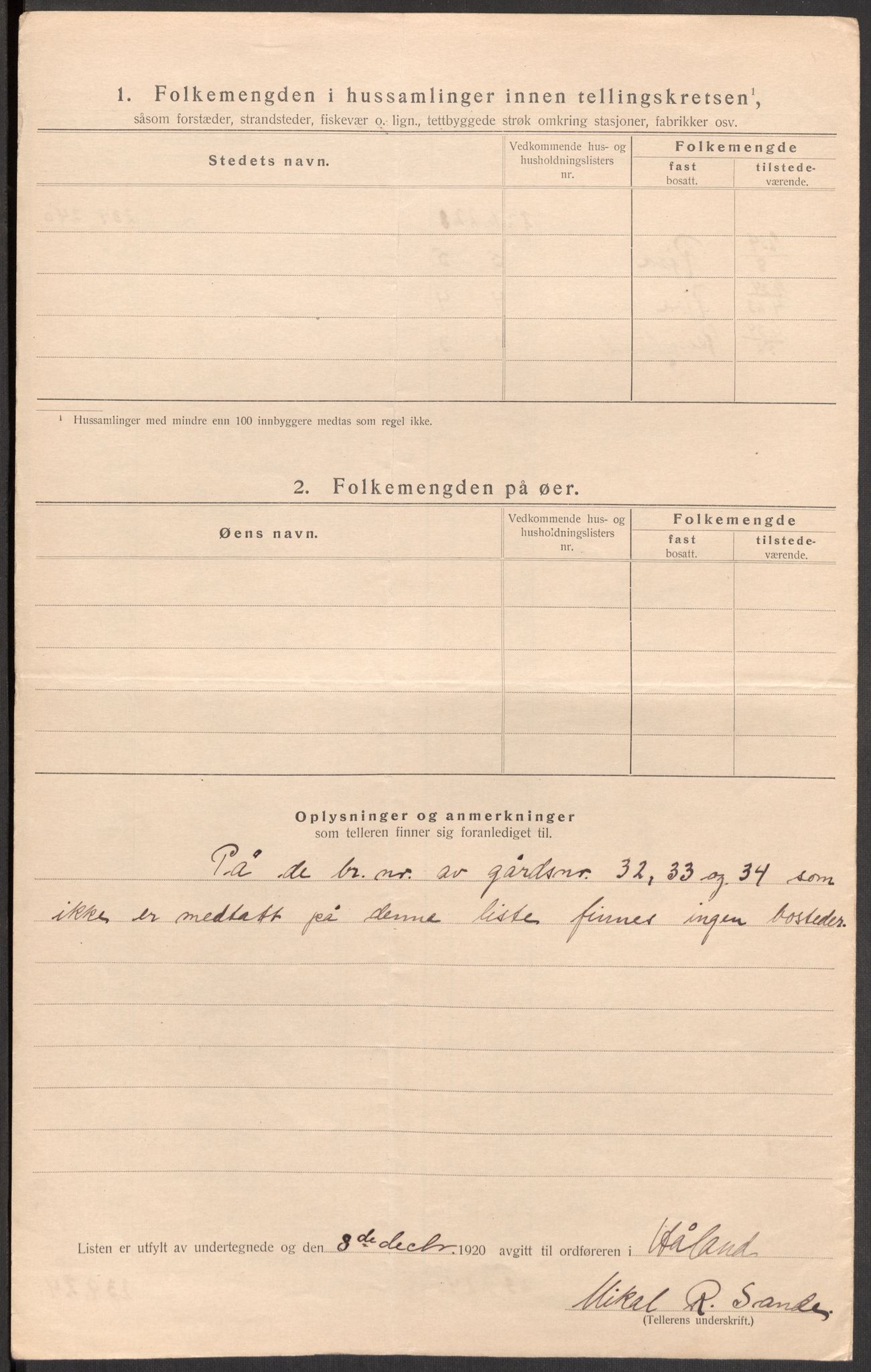 SAST, 1920 census for Håland, 1920, p. 35