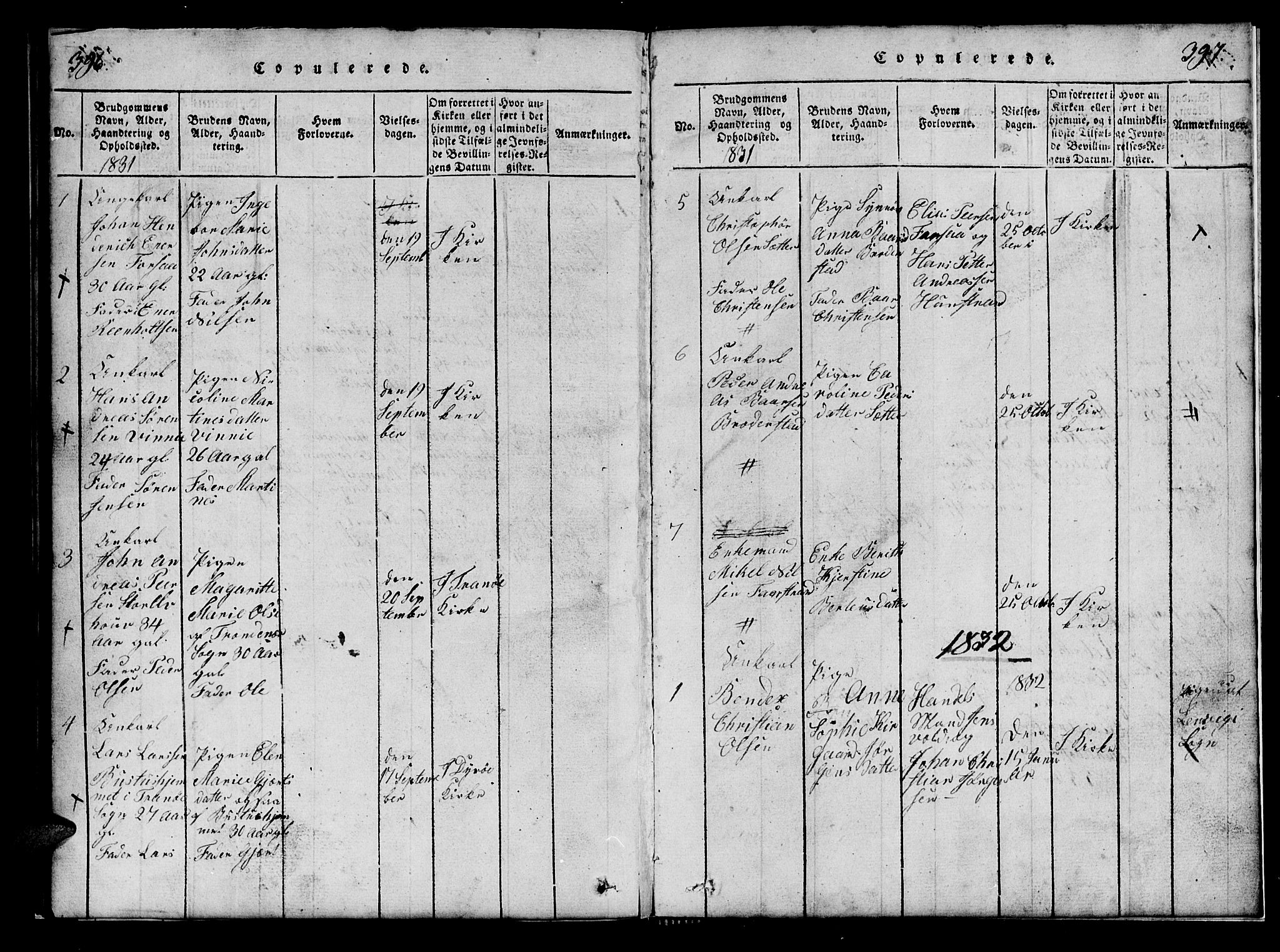 Tranøy sokneprestkontor, SATØ/S-1313/I/Ia/Iab/L0009klokker: Parish register (copy) no. 9, 1829-1834, p. 396-397