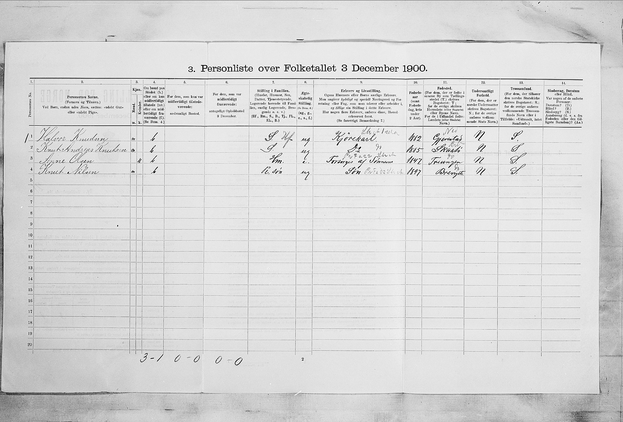 SAKO, 1900 census for Kragerø, 1900, p. 2442