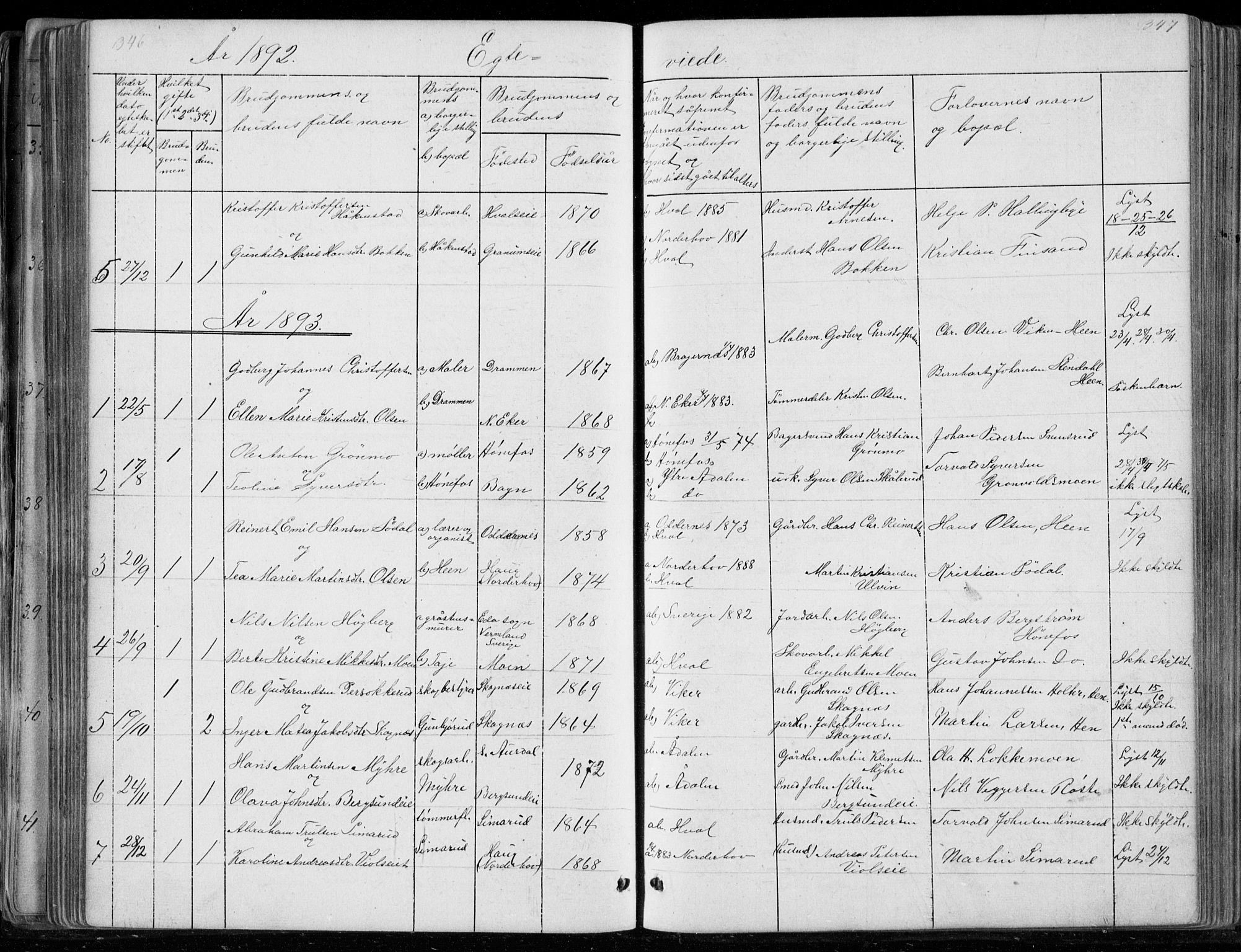 Ådal kirkebøker, SAKO/A-248/G/Gc/L0001: Parish register (copy) no. III 1, 1862-1898, p. 346-347