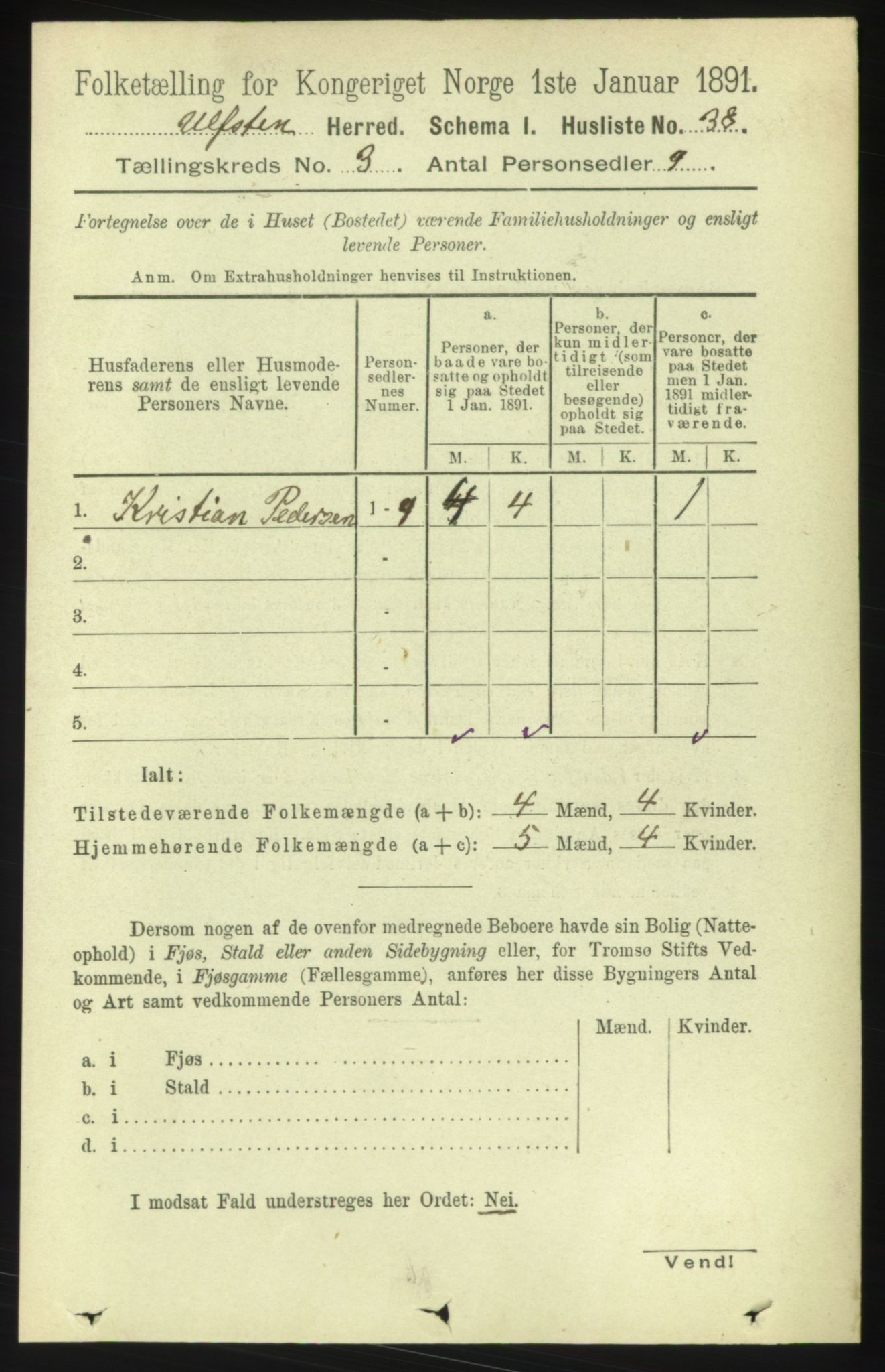 RA, 1891 census for 1516 Ulstein, 1891, p. 766