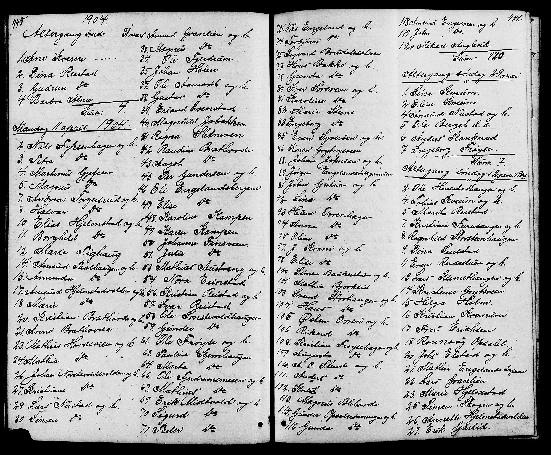 Østre Gausdal prestekontor, SAH/PREST-092/H/Ha/Hab/L0001: Parish register (copy) no. 1, 1863-1893, p. 445-446
