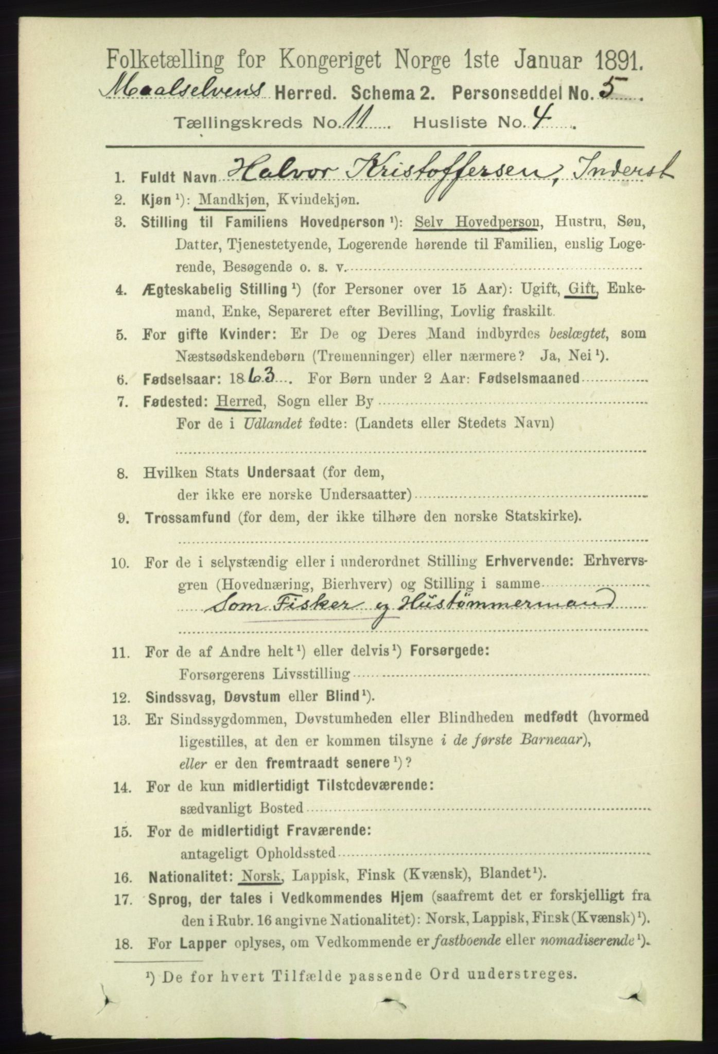 RA, 1891 census for 1924 Målselv, 1891, p. 3298
