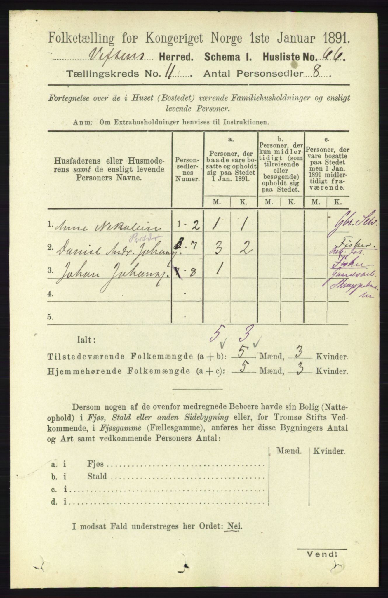 RA, 1891 census for 1824 Vefsn, 1891, p. 5658