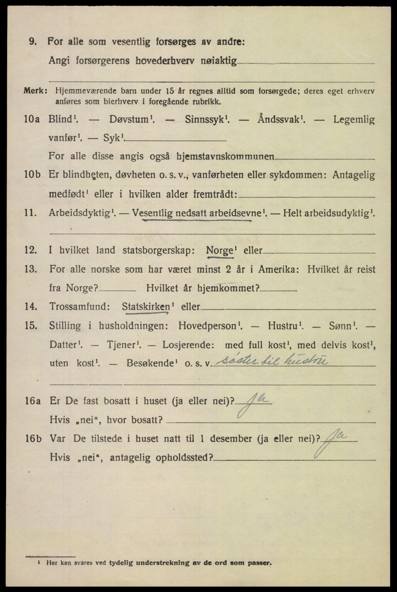 SAK, 1920 census for Gjerstad, 1920, p. 4852