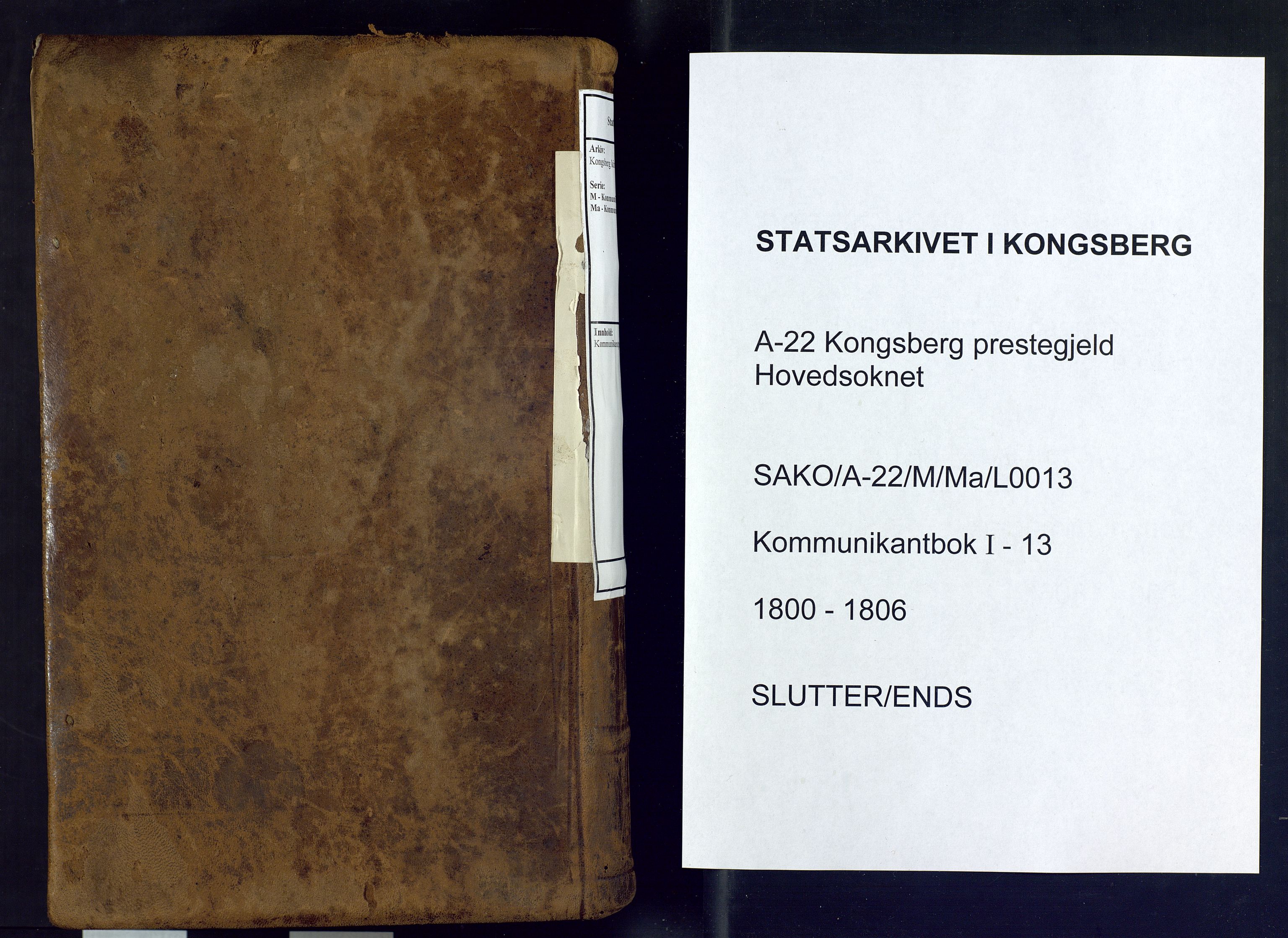 Kongsberg kirkebøker, AV/SAKO-A-22/M/Ma/L0013: Communicants register no. 13, 1800-1806