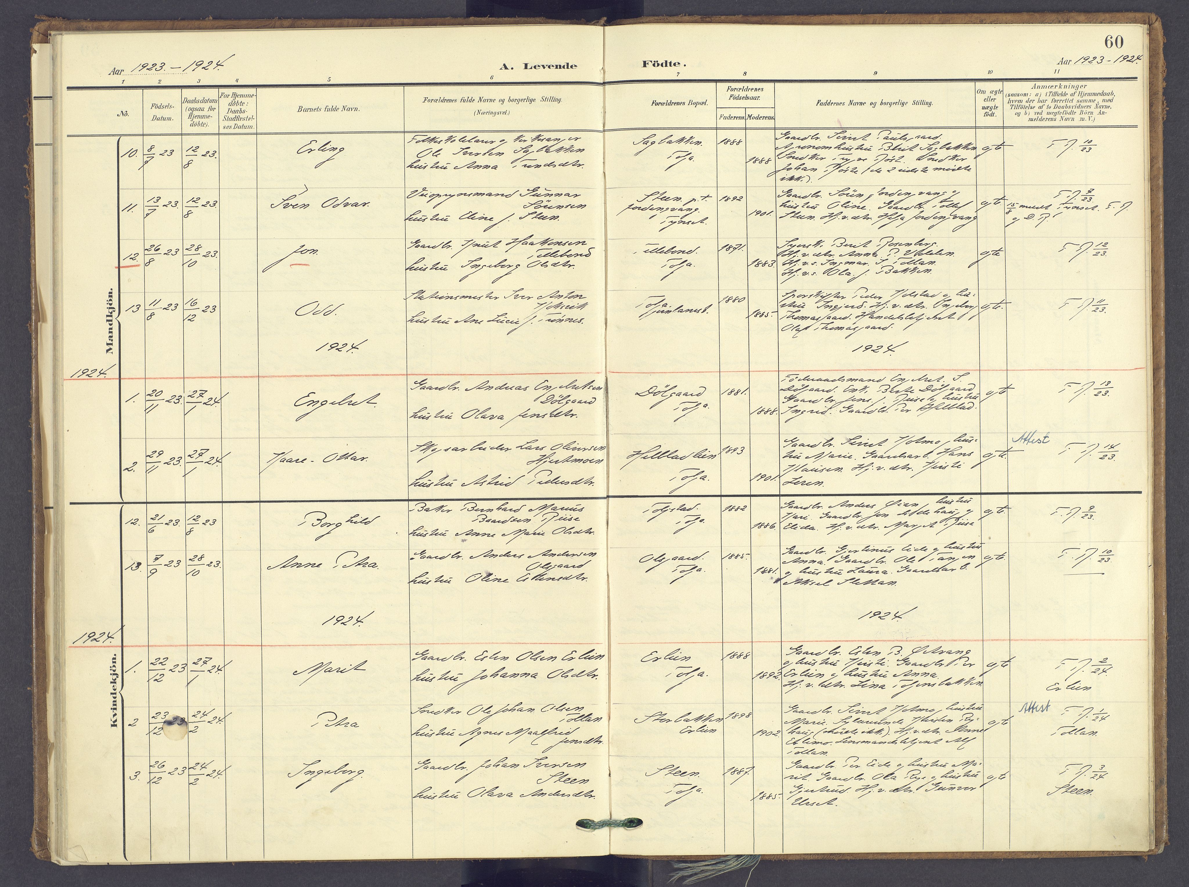 Tolga prestekontor, SAH/PREST-062/K/L0014: Parish register (official) no. 14, 1903-1929, p. 60