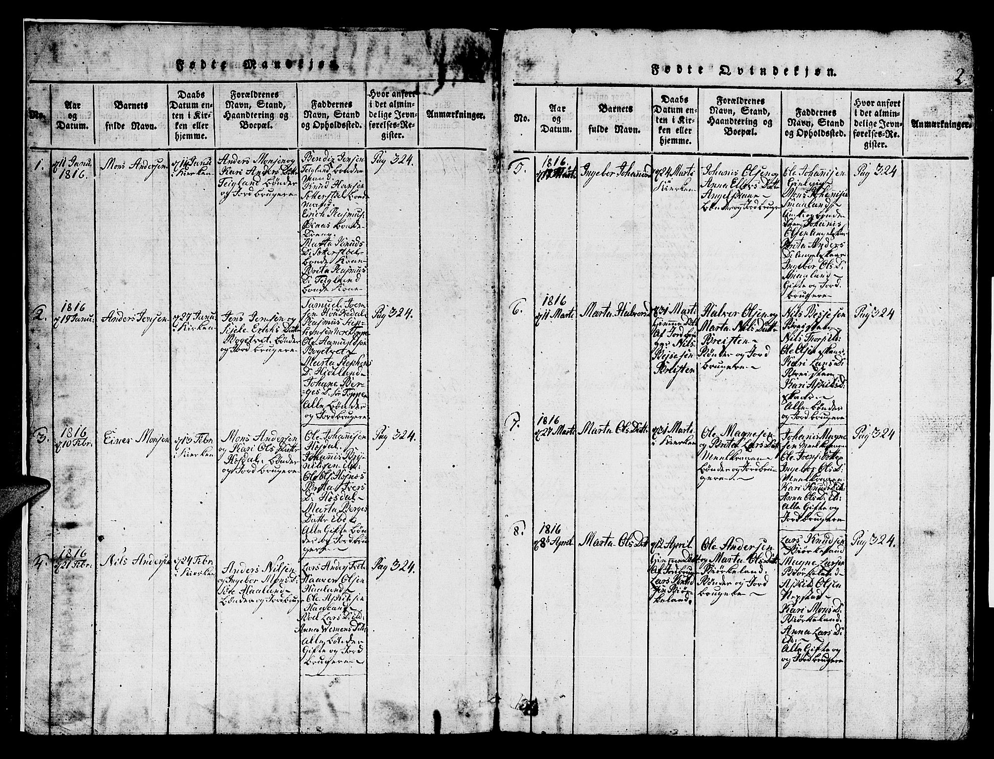 Hamre sokneprestembete, AV/SAB-A-75501/H/Ha/Hab: Parish register (copy) no. A 1, 1816-1826, p. 2