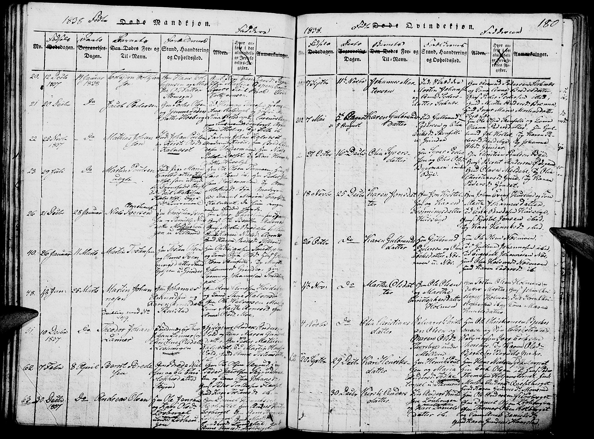 Grue prestekontor, AV/SAH-PREST-036/H/Ha/Hab/L0002: Parish register (copy) no. 2, 1815-1841, p. 180