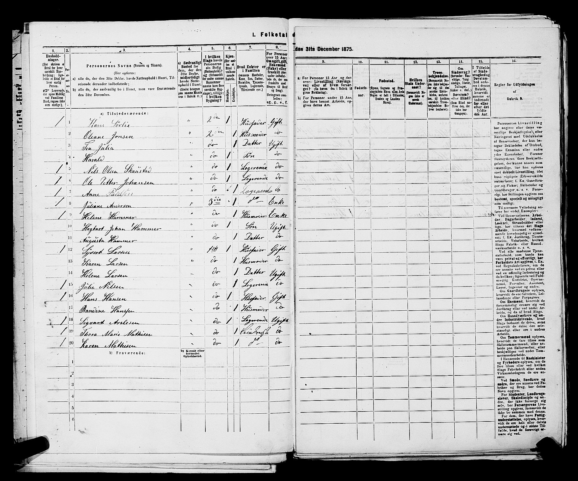 RA, 1875 census for 0301 Kristiania, 1875, p. 2399