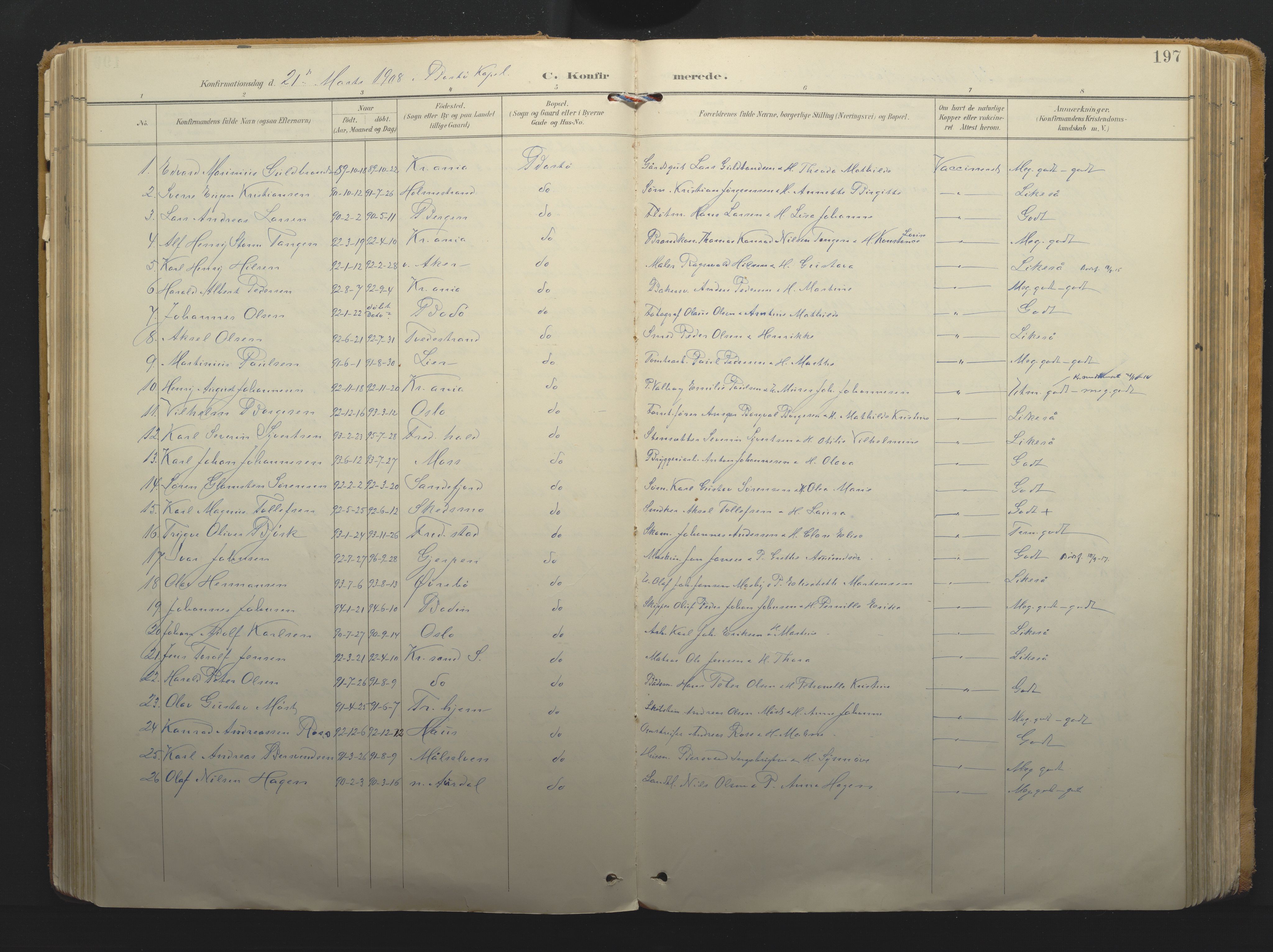 Borre kirkebøker, AV/SAKO-A-338/F/Fa/L0011: Parish register (official) no. I 11, 1897-1921, p. 197