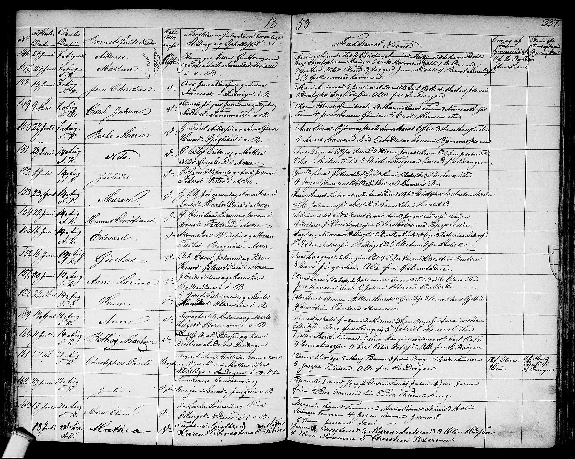 Asker prestekontor Kirkebøker, AV/SAO-A-10256a/F/Fa/L0007: Parish register (official) no. I 7, 1825-1864, p. 337