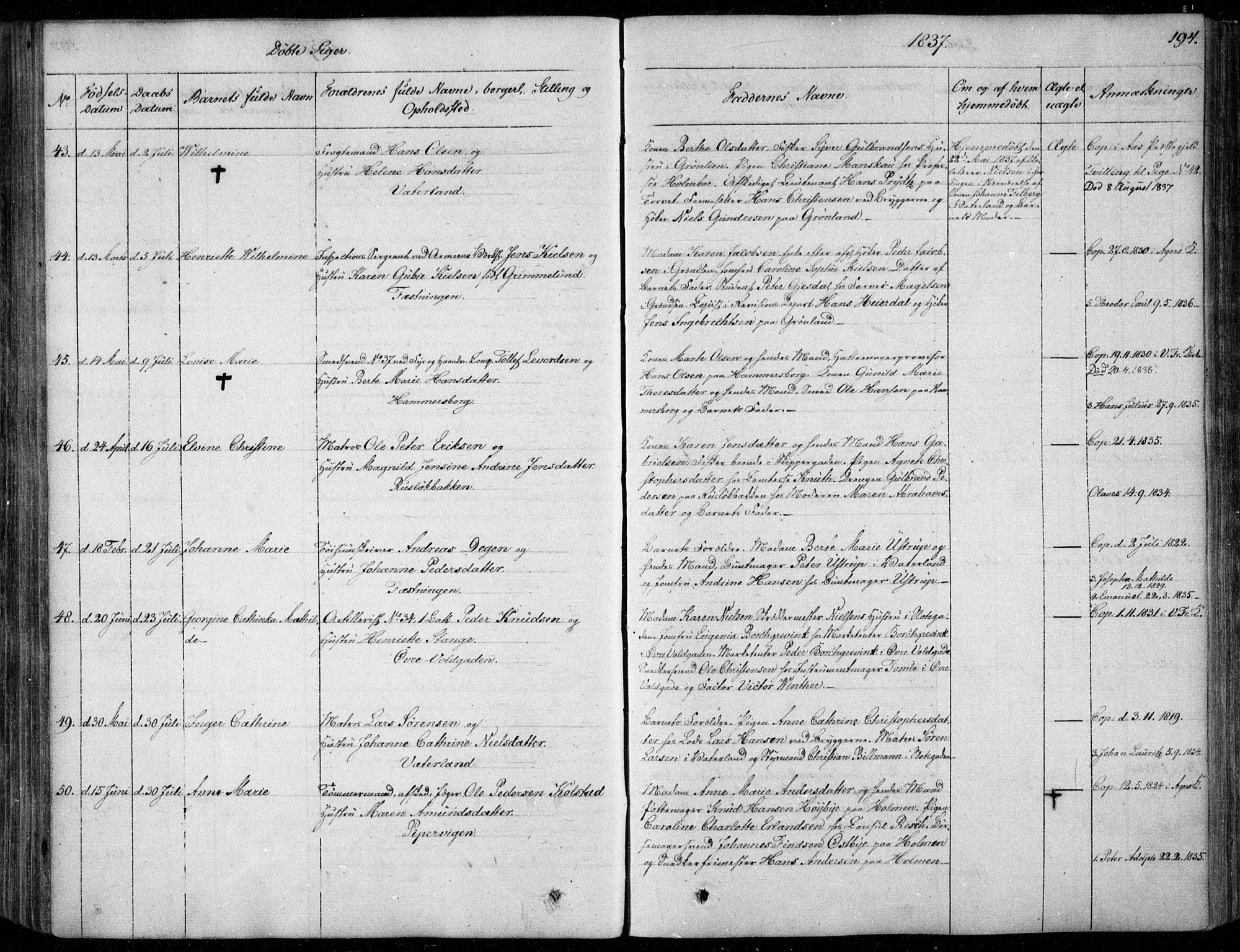 Garnisonsmenigheten Kirkebøker, AV/SAO-A-10846/F/Fa/L0006: Parish register (official) no. 6, 1828-1841, p. 194