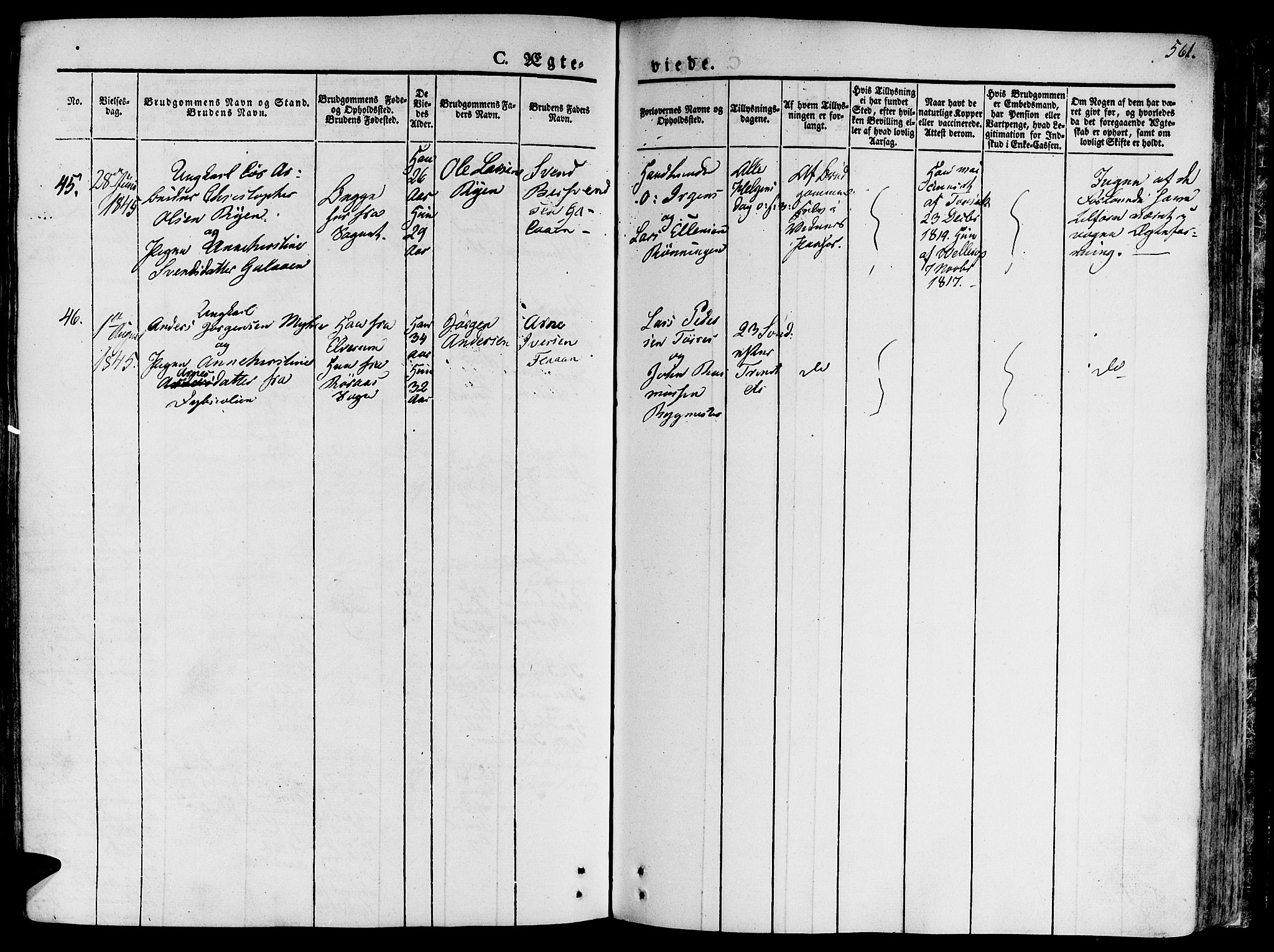 Ministerialprotokoller, klokkerbøker og fødselsregistre - Sør-Trøndelag, SAT/A-1456/681/L0930: Parish register (official) no. 681A08, 1829-1844, p. 561