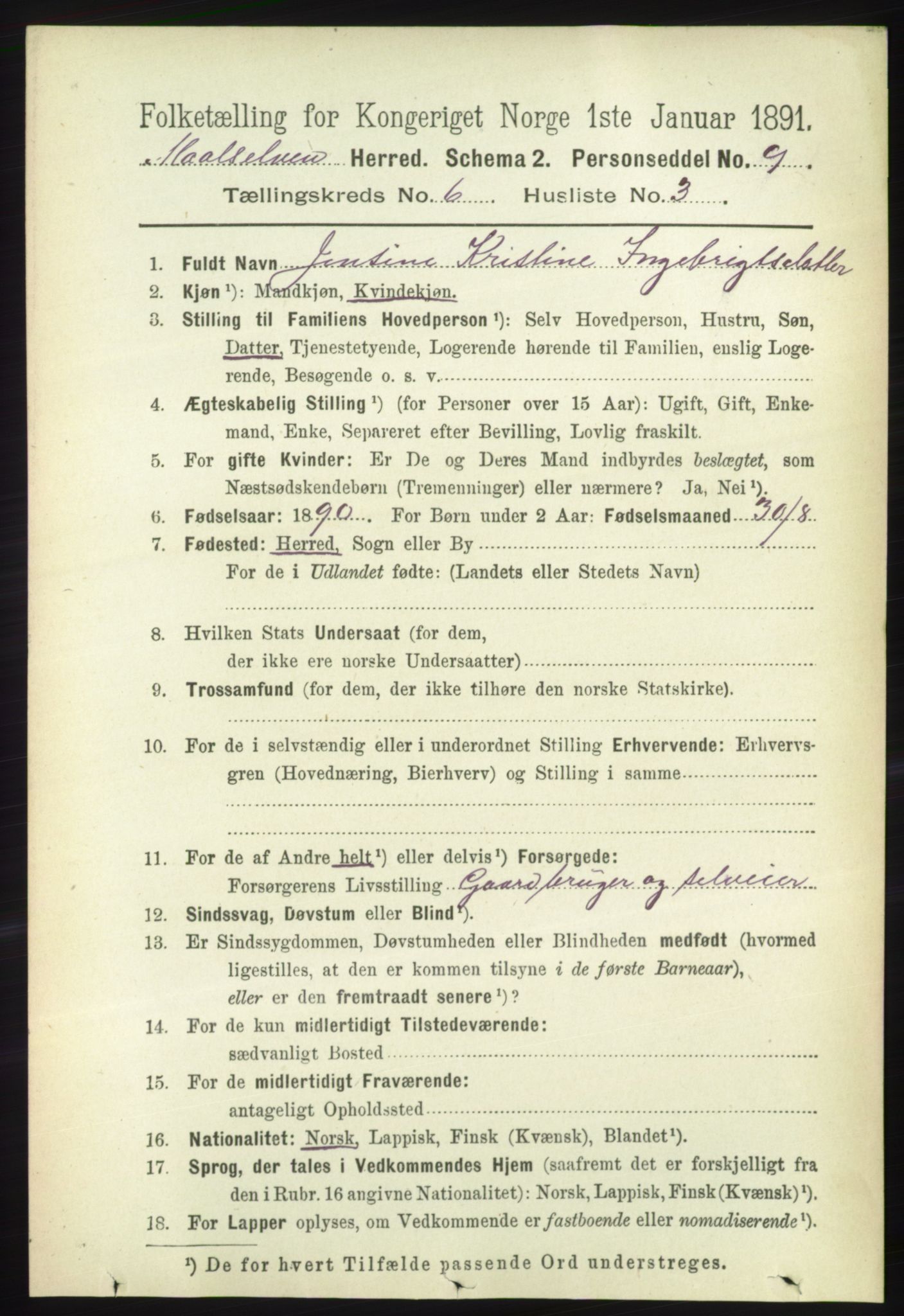RA, 1891 census for 1924 Målselv, 1891, p. 2059
