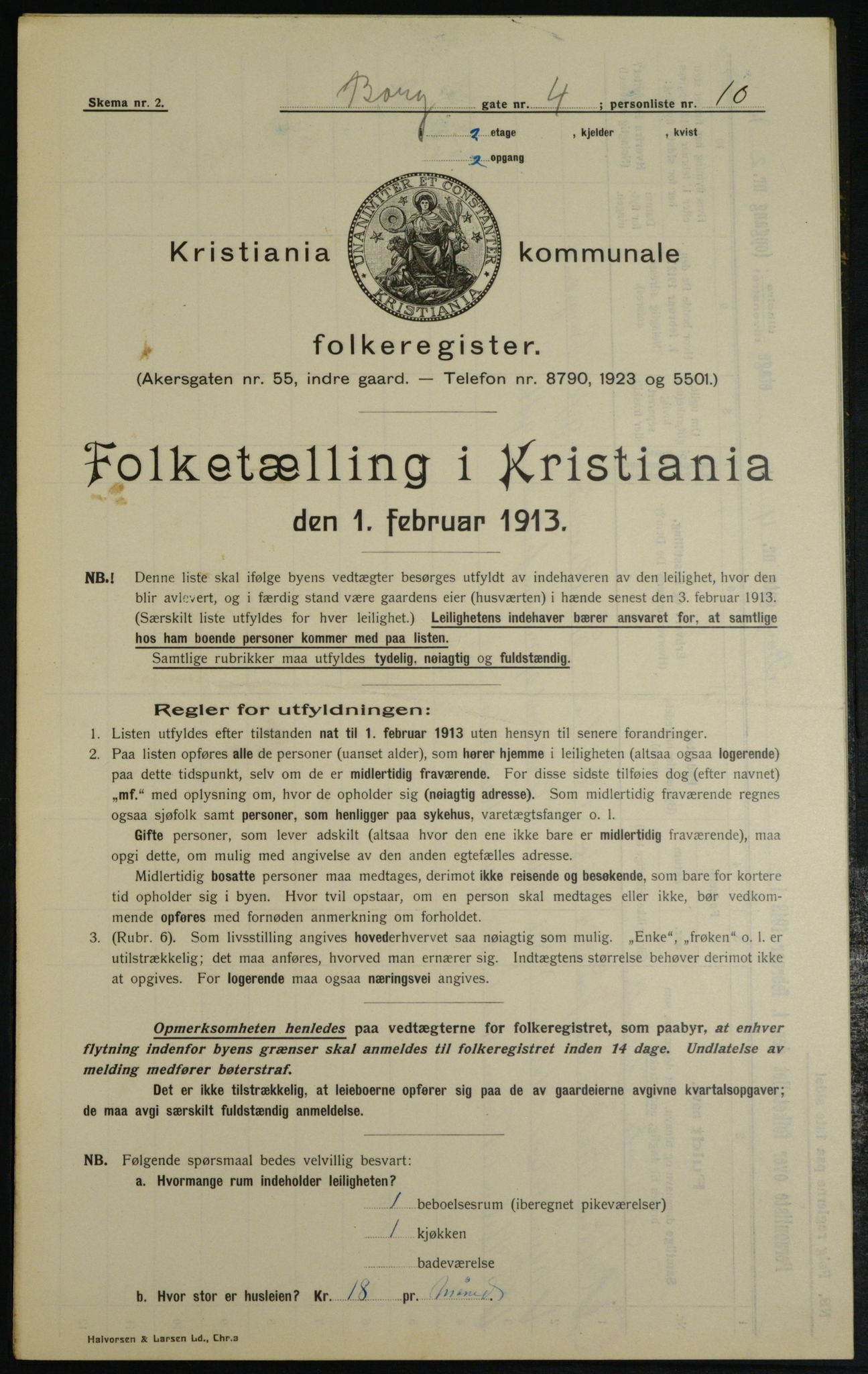 OBA, Municipal Census 1913 for Kristiania, 1913, p. 7589