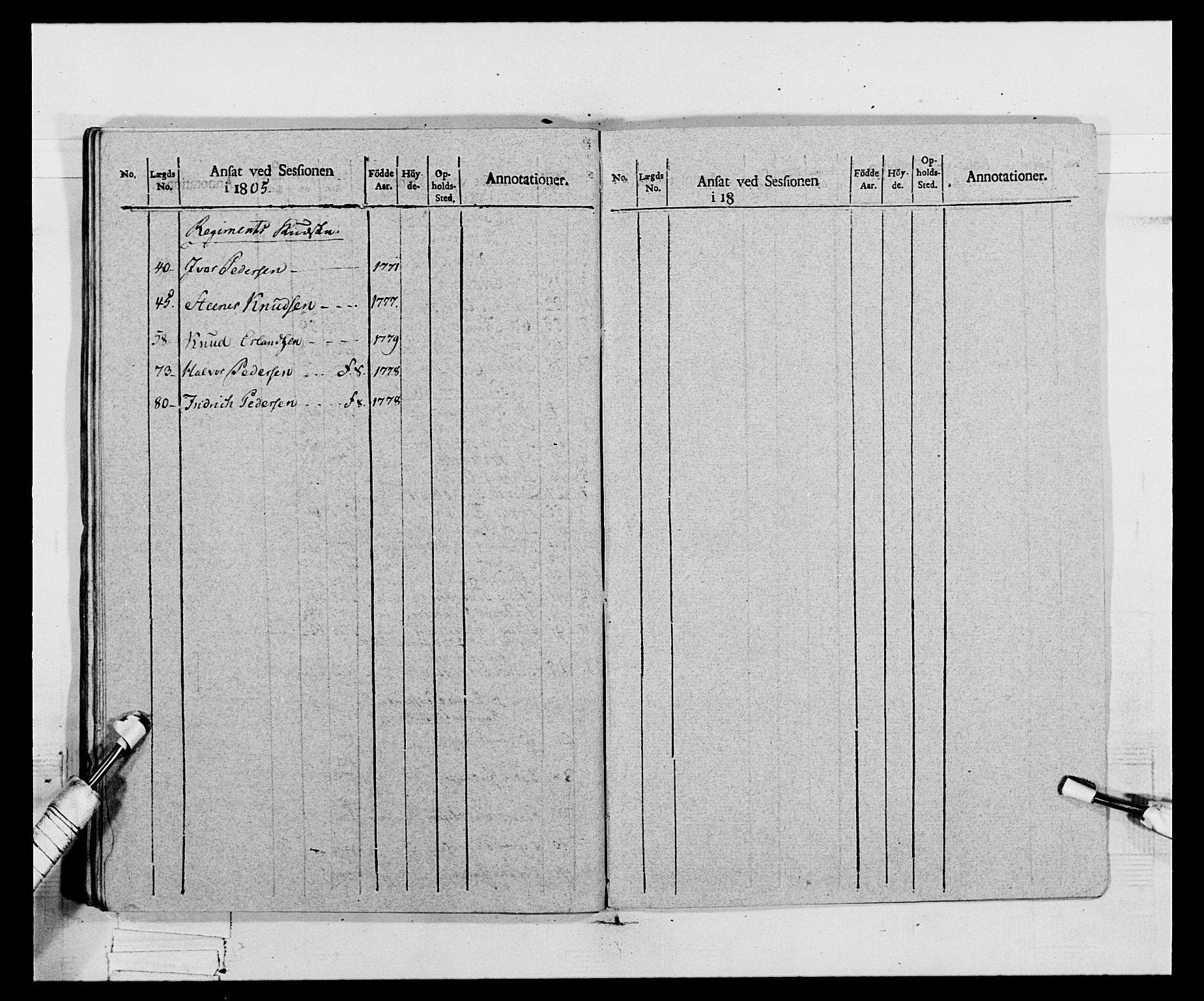 Generalitets- og kommissariatskollegiet, Det kongelige norske kommissariatskollegium, AV/RA-EA-5420/E/Eh/L0068: Opplandske nasjonale infanteriregiment, 1802-1805, p. 385