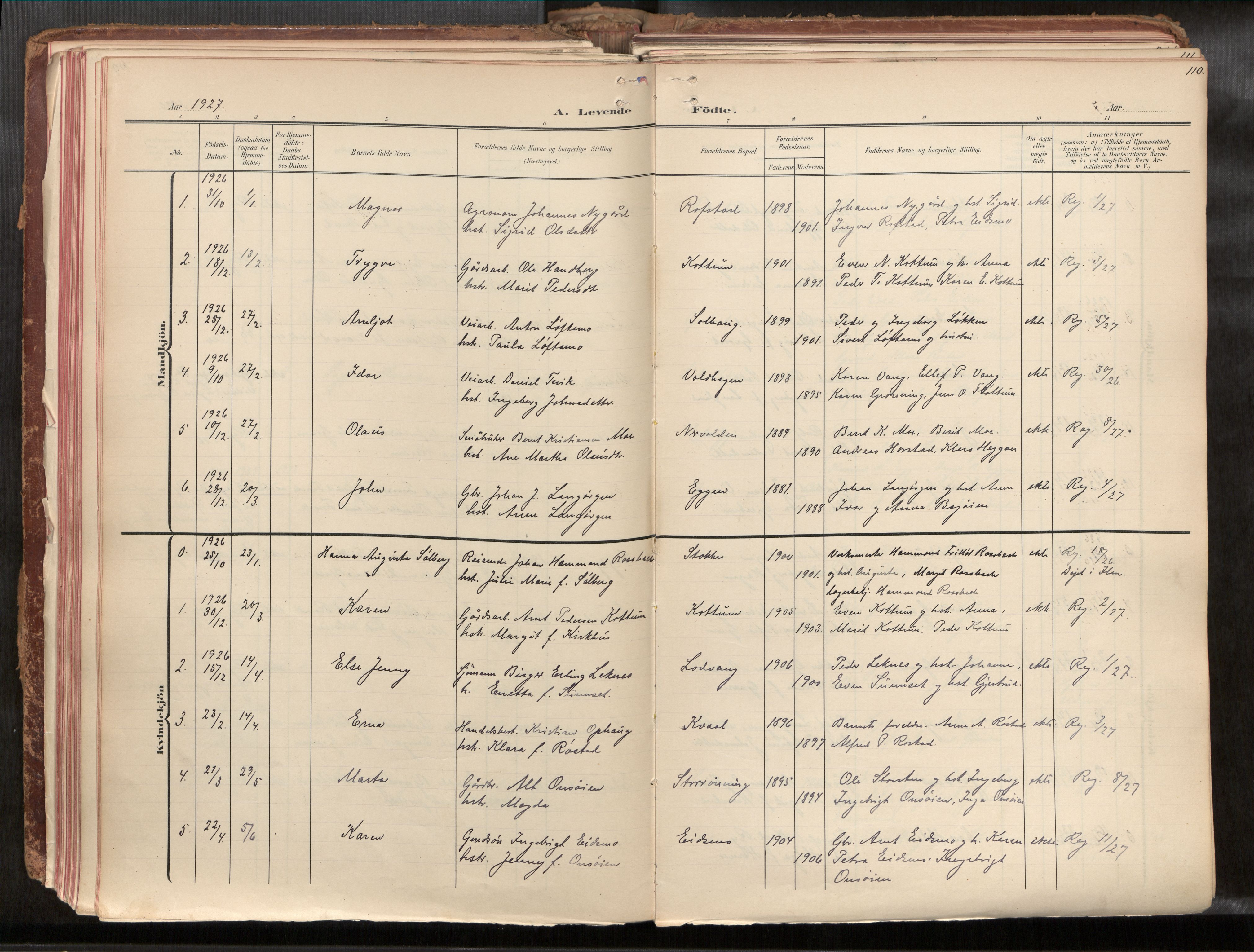 Ministerialprotokoller, klokkerbøker og fødselsregistre - Sør-Trøndelag, SAT/A-1456/691/L1085b: Parish register (official) no. 691A18, 1908-1930, p. 110