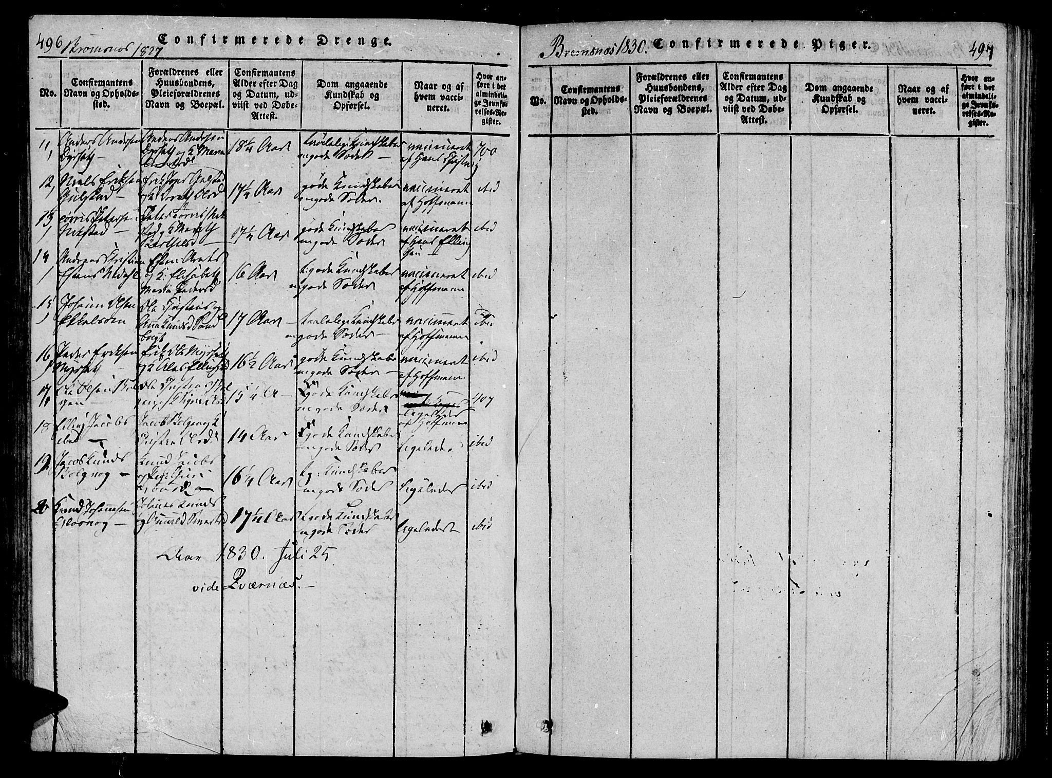 Ministerialprotokoller, klokkerbøker og fødselsregistre - Møre og Romsdal, AV/SAT-A-1454/568/L0800: Parish register (official) no. 568A09 /2, 1820-1830, p. 496-497