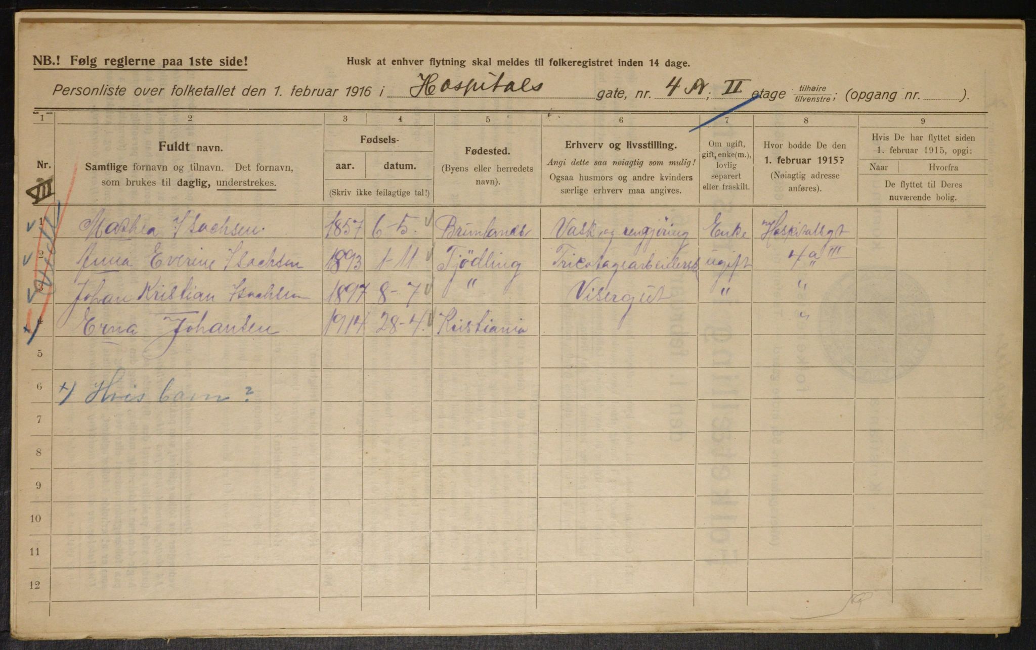 OBA, Municipal Census 1916 for Kristiania, 1916, p. 42090